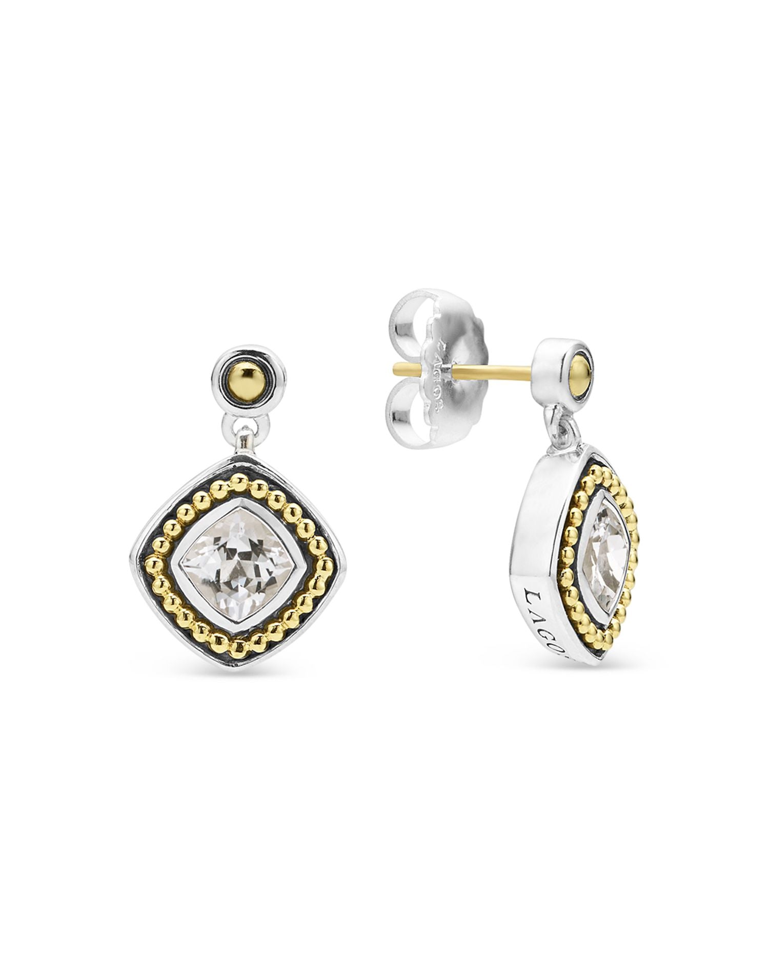 18K Yellow Gold & Sterling Silver Rittenhouse White Topaz Drop Earrings