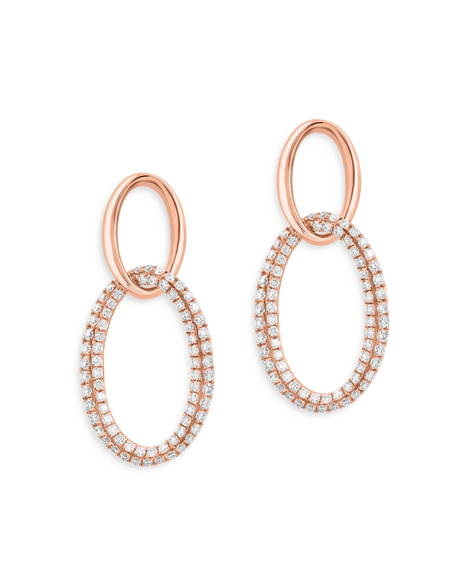 Diamond Oval Link Drop Earrings in 14K Rose Gold, 0.75 ct.t.w - Exclusive