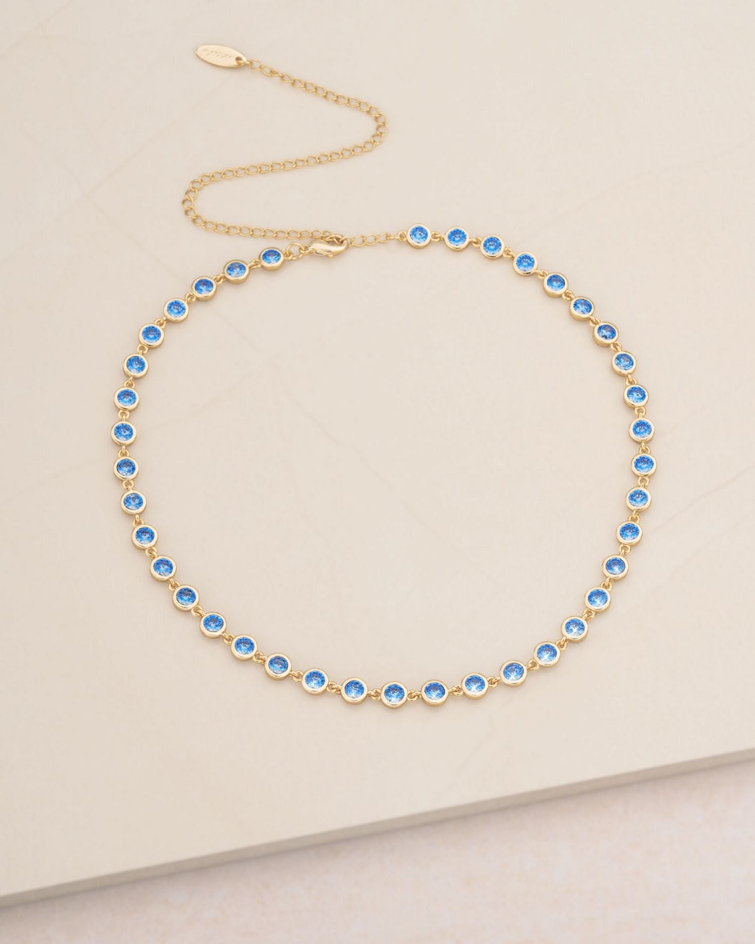 Bezel-Set Link Necklace, 12'-15.5'