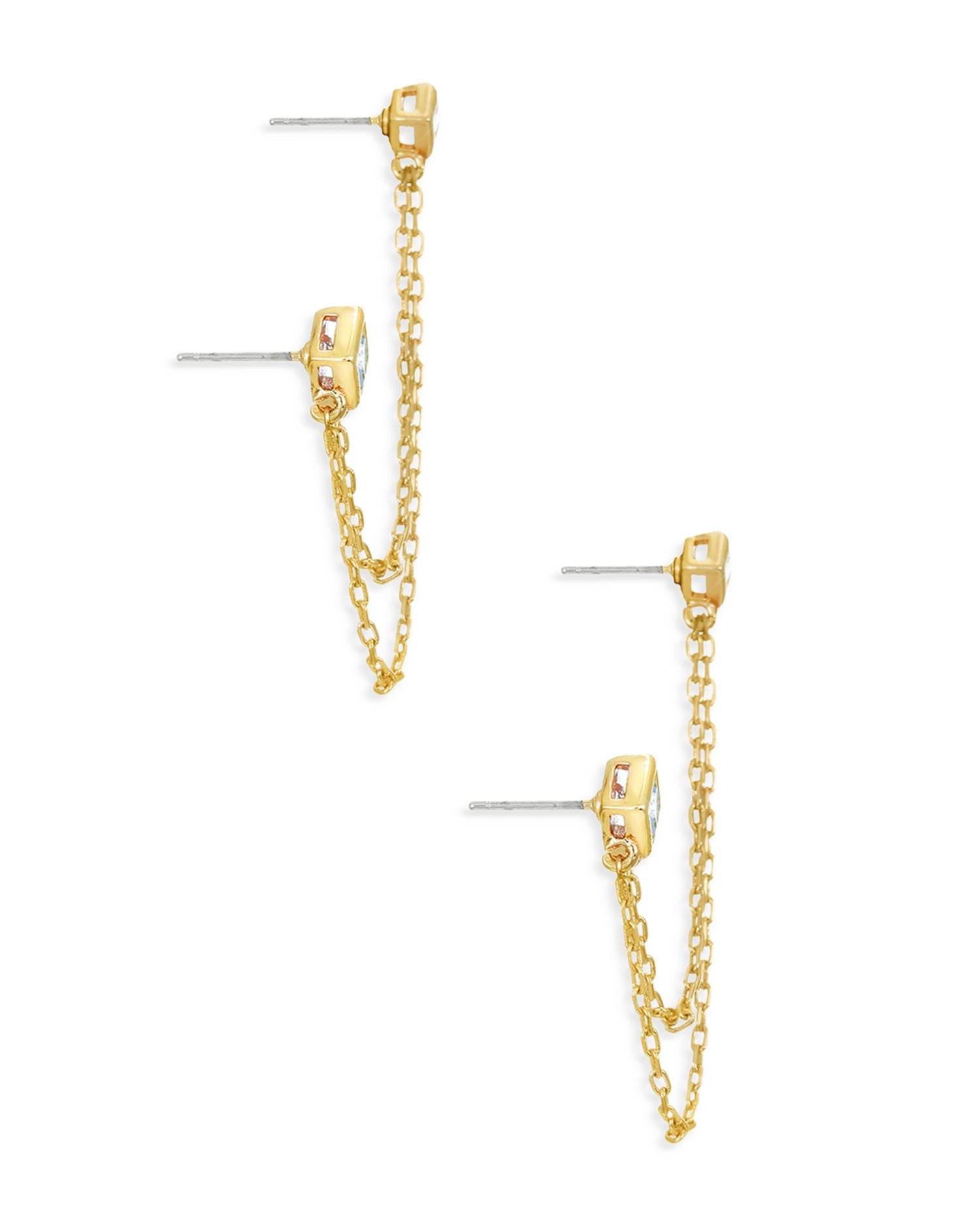 Draped Chain Double Piercing Earrings