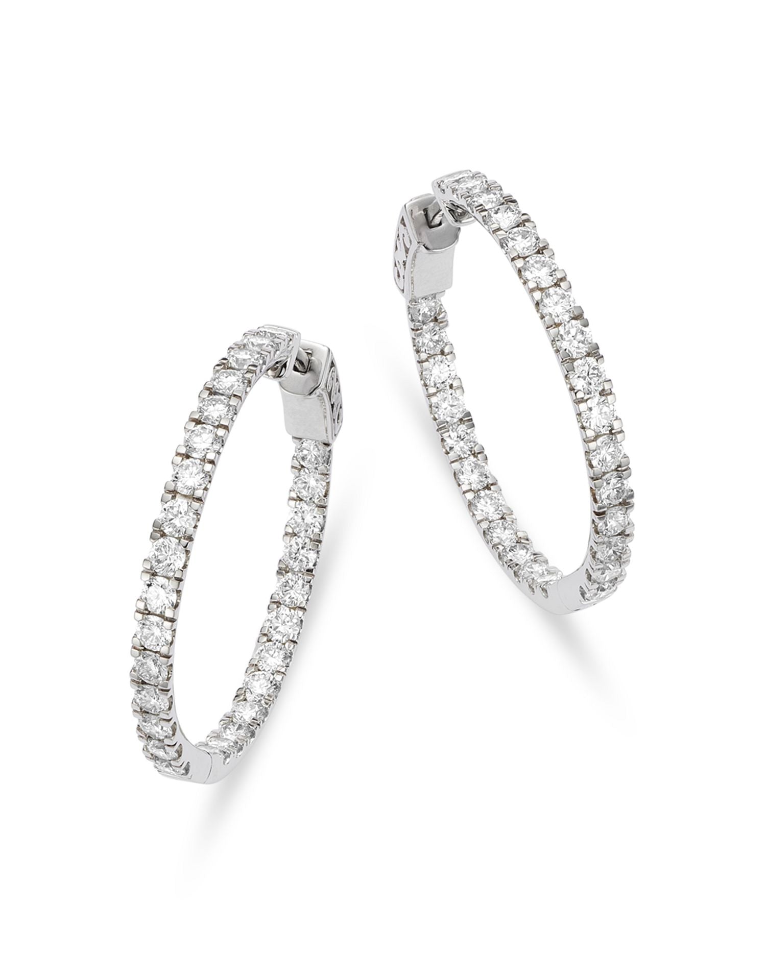 Certified Diamond Inside Out Hoop Earrings in 14K White Gold, 3.00 ct. t.w. - Exclusive