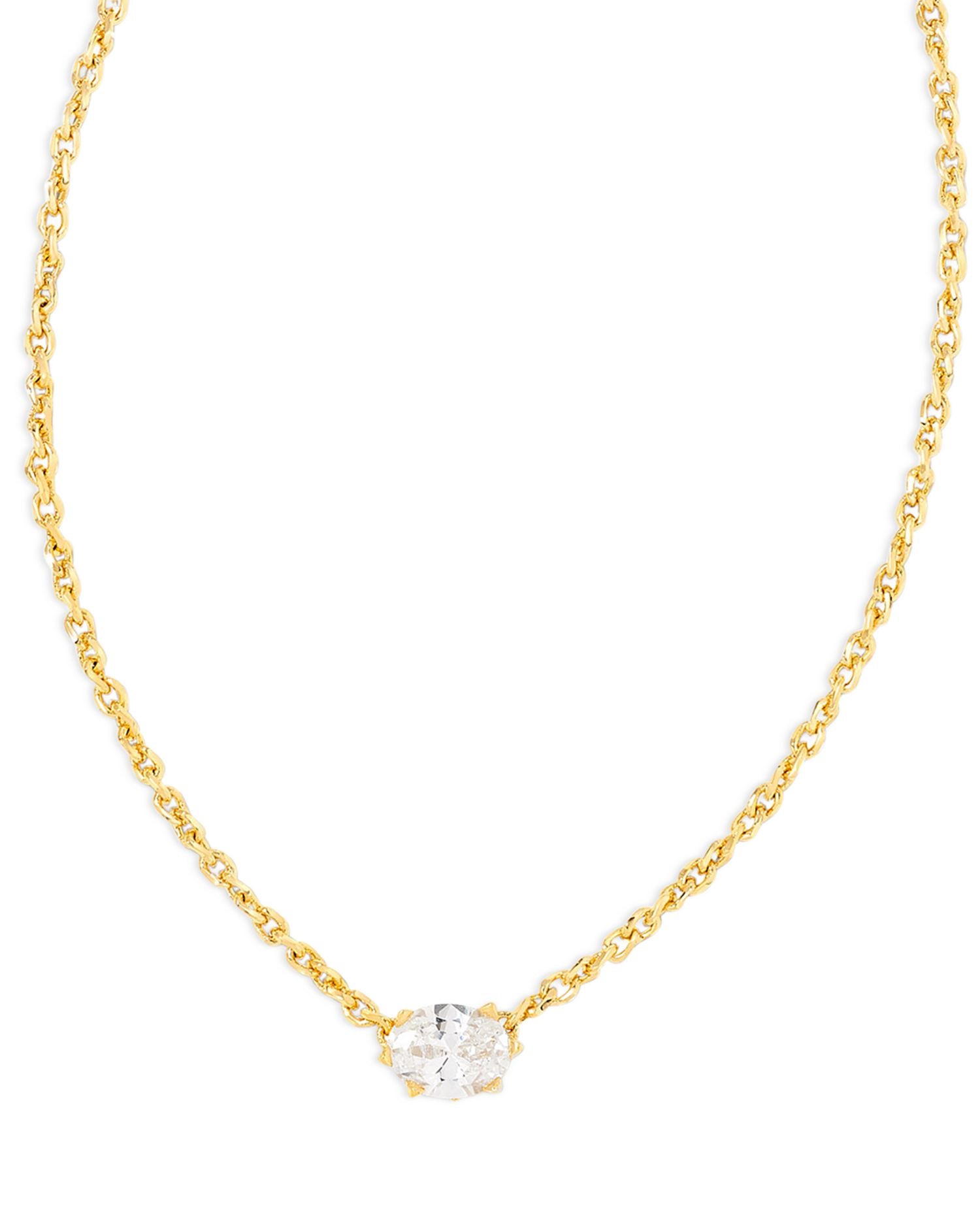 Cailin Cubic Zirconia Adjustable Pendant Necklace in 14K Gold Plated, 16'-19'