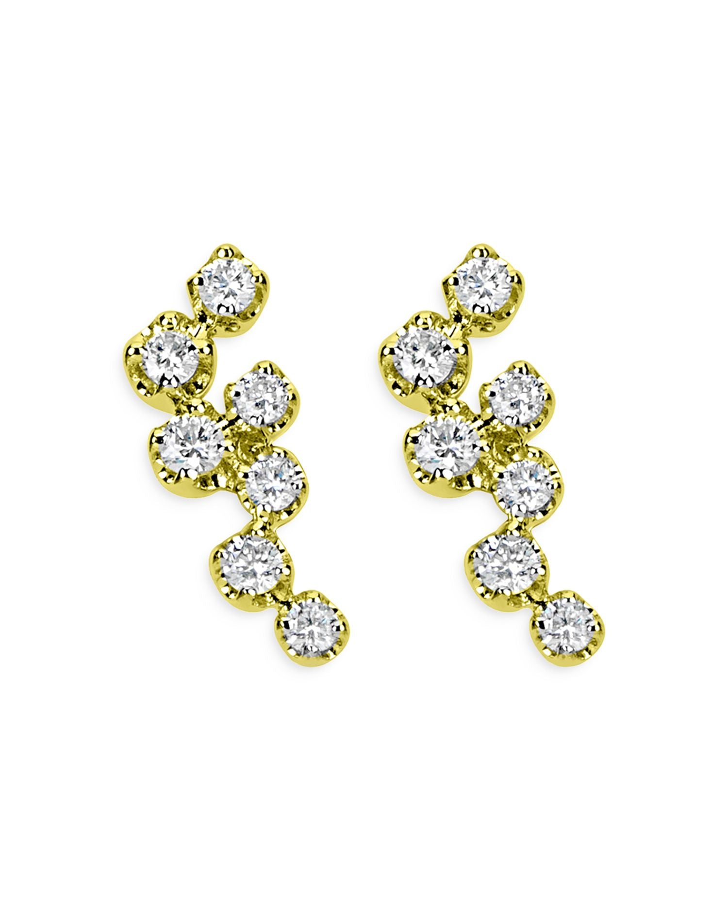 14K Yellow Gold Diamond Cluster Earrings