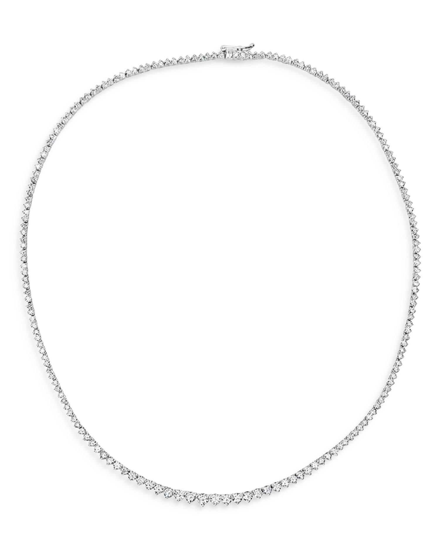 14K White Gold Diamond Tennis Necklace, 16"L