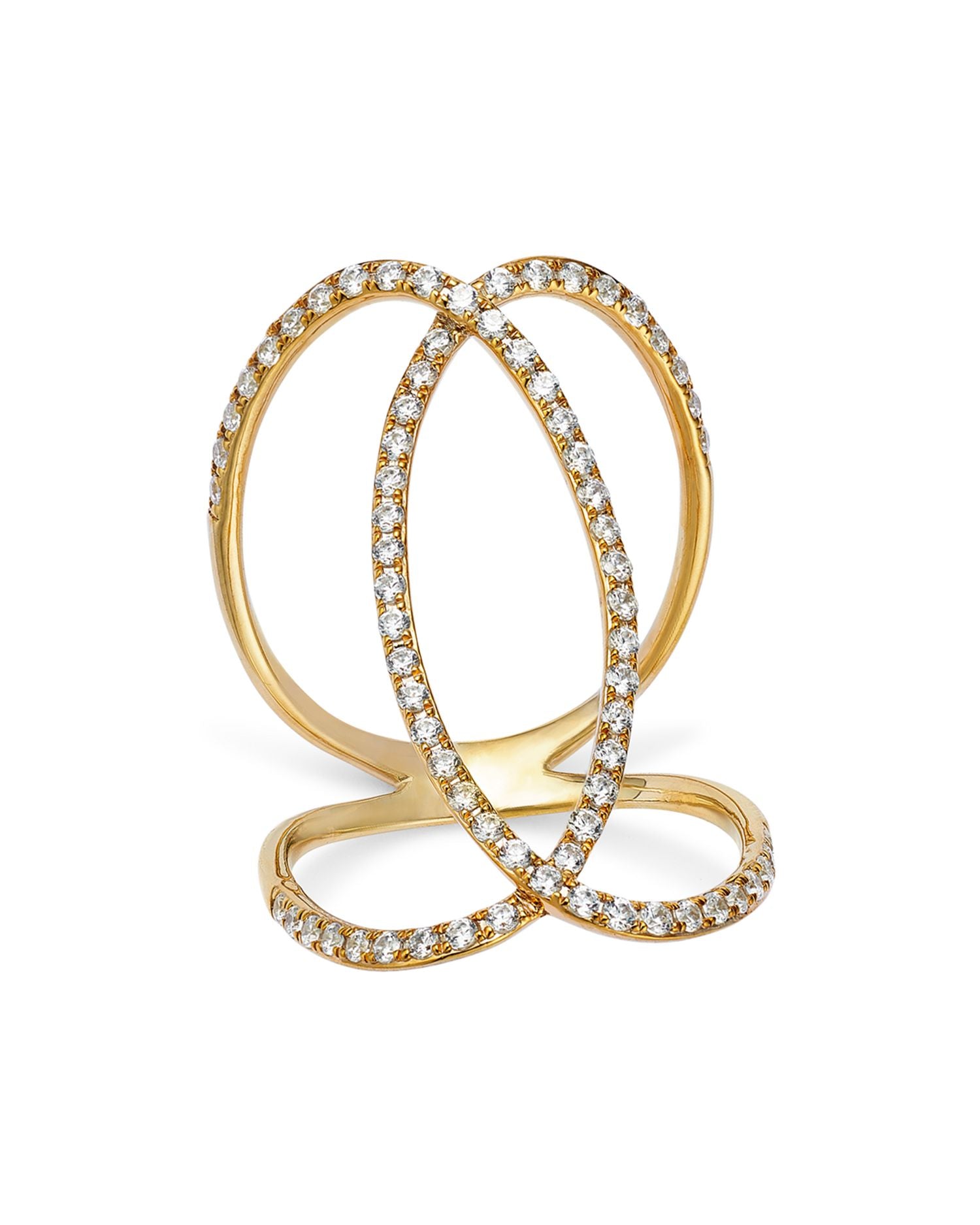 Diamond Crossover Ring in 14K Yellow Gold, 0.75 ct. t.w. - Exclusive