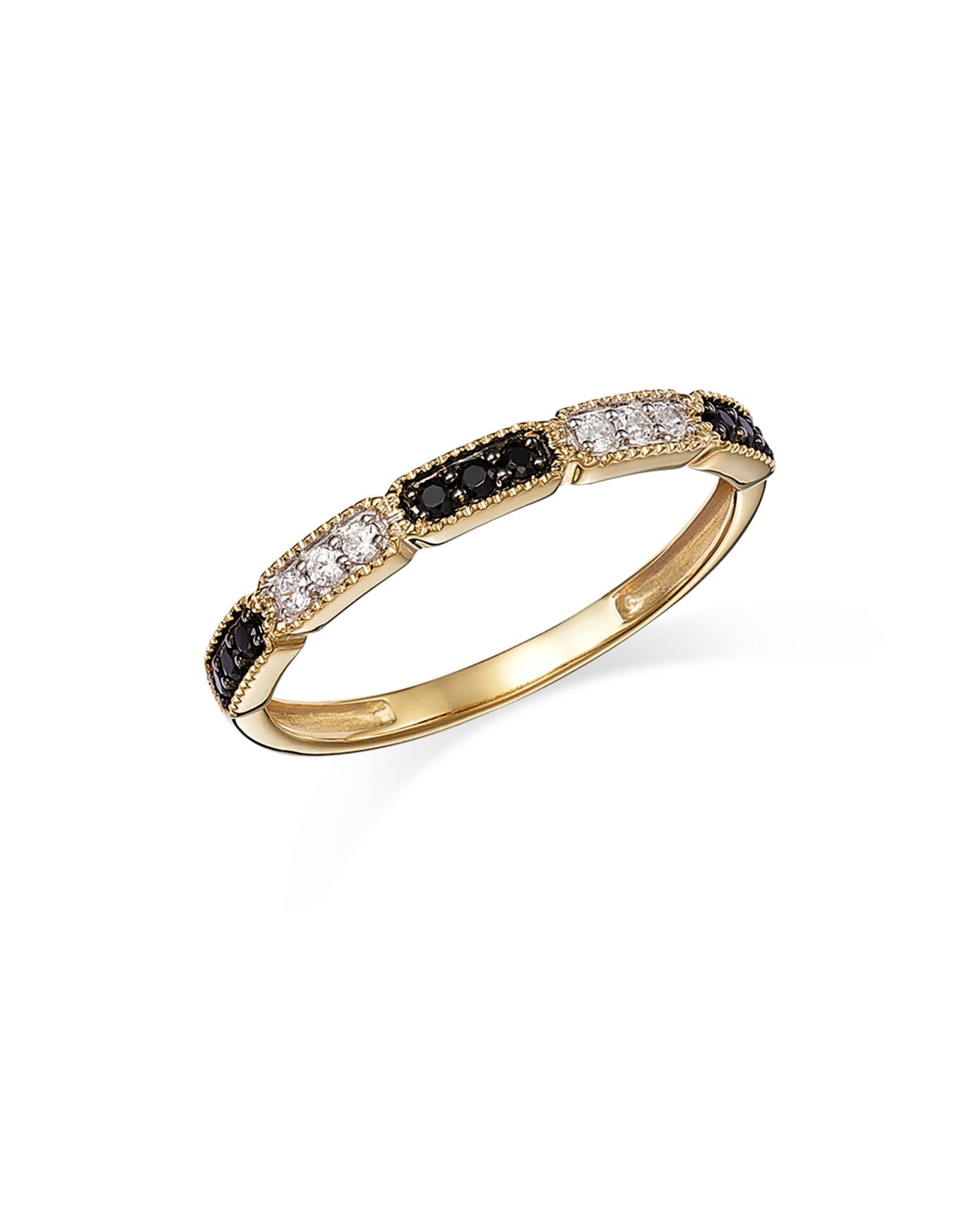 Black and White Diamond Band in 14K Yellow Gold, 0.20 ct. t.w. - Exclusive