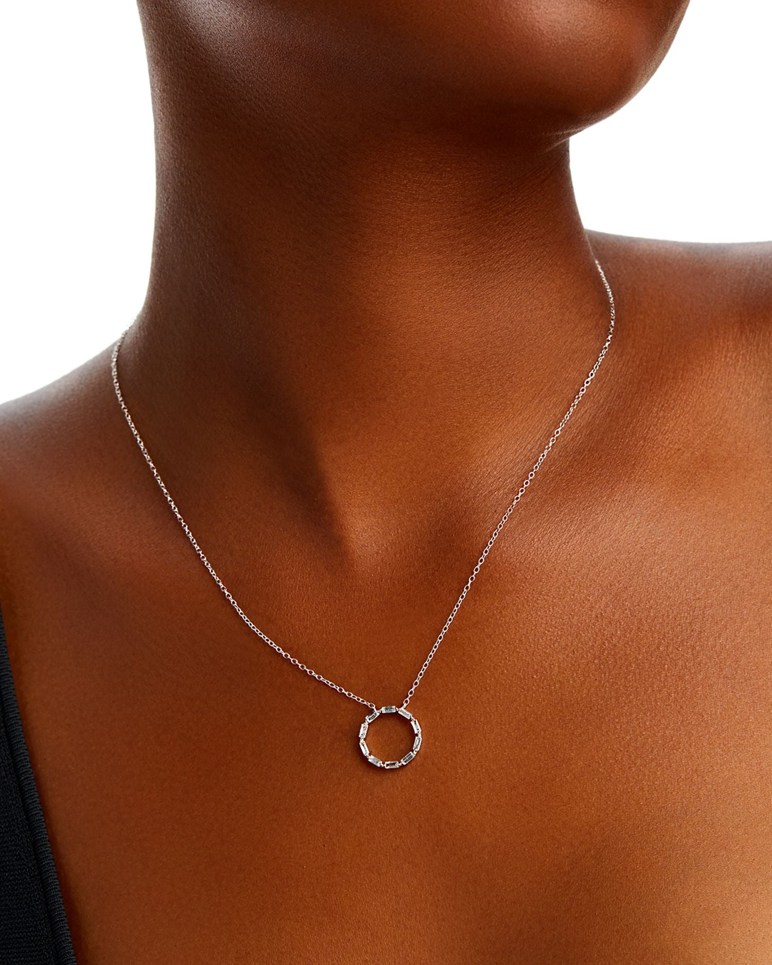 Diamond Circle Pendant Necklace 14K White Gold, 0.30 ct.t.w. - Exclusive