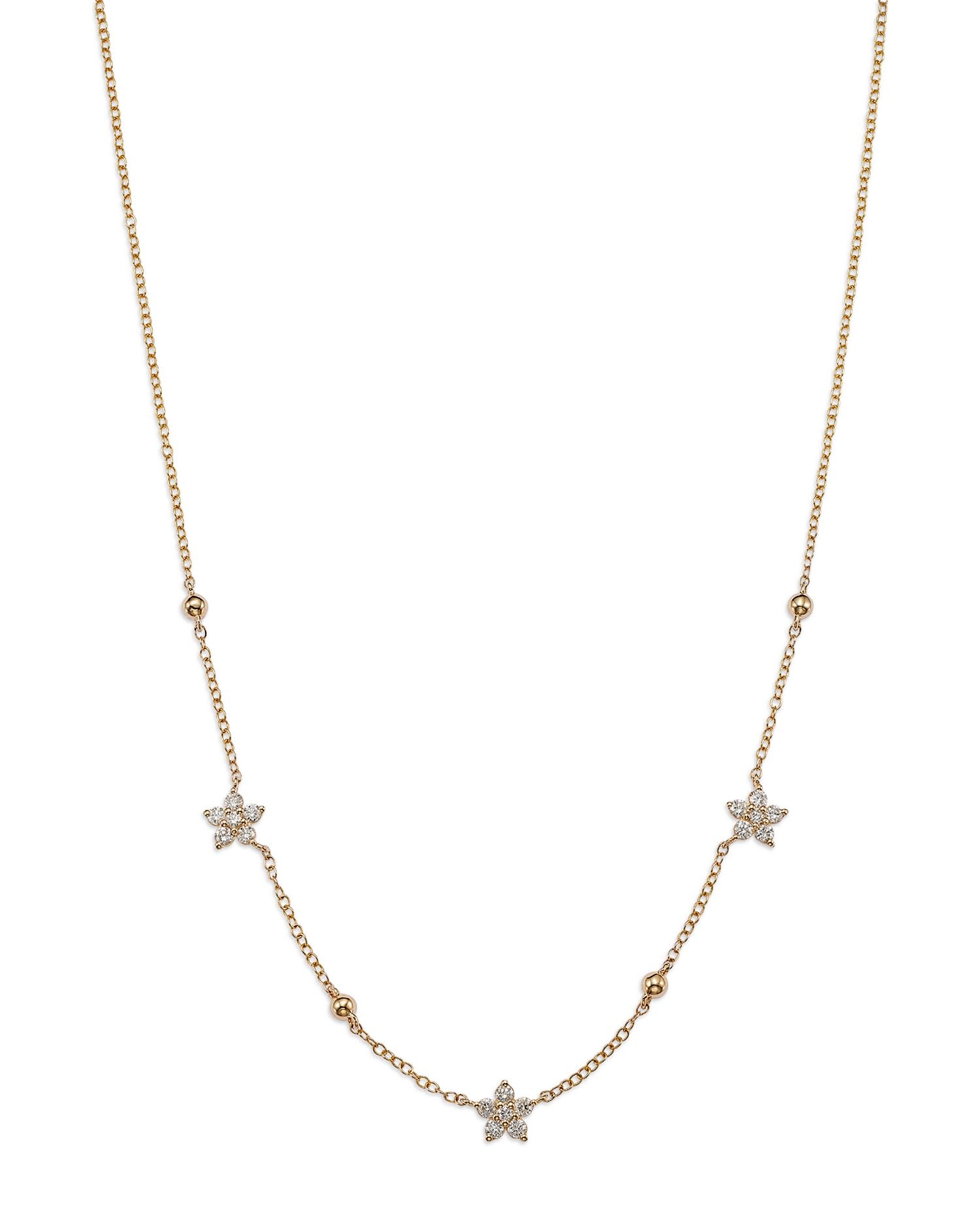 Diamond Starflower Station Necklace 14K Yellow Gold, 0.55 ct. t.w. - Exclusive