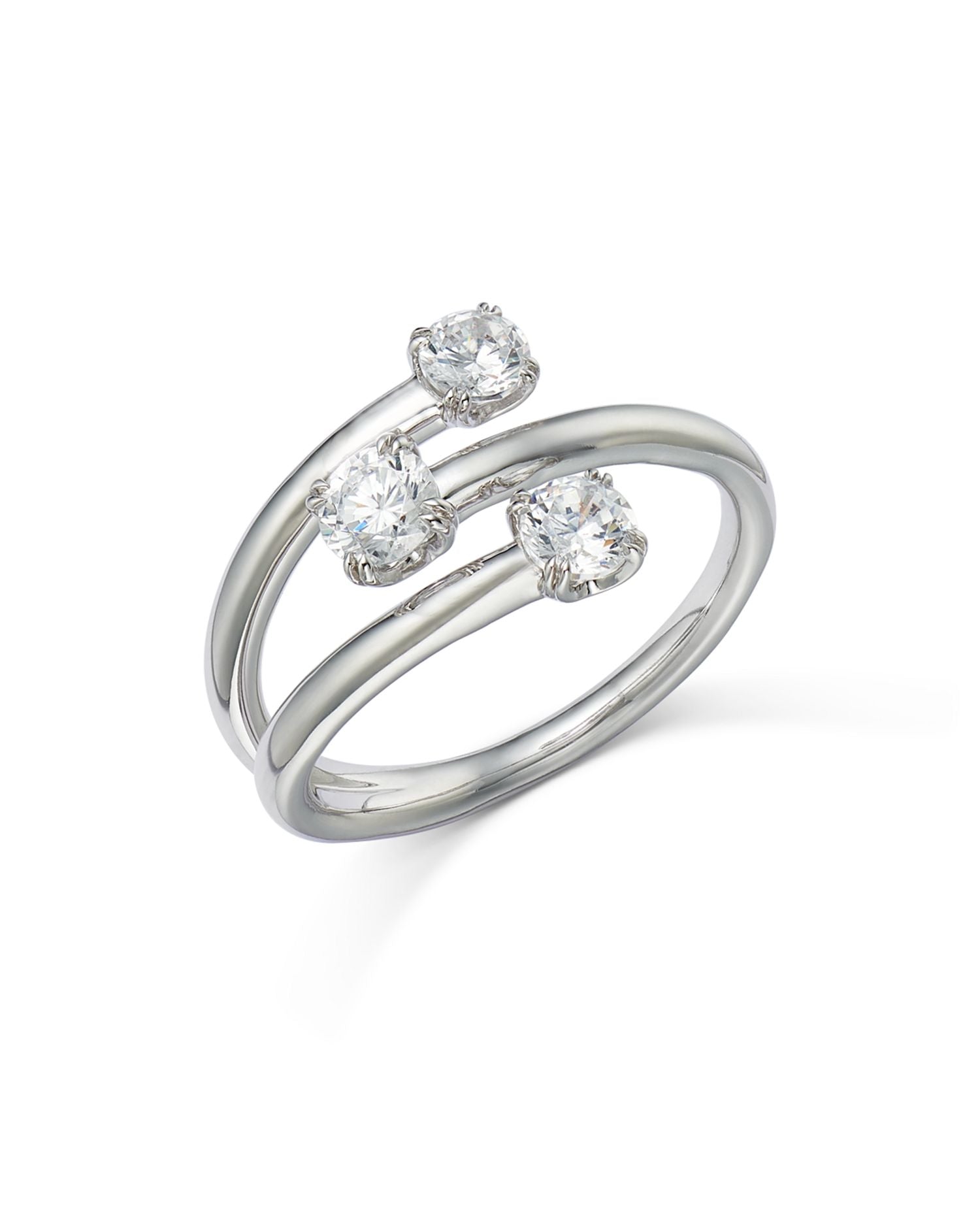 Certified Diamond Bypass Ring in 14K White Gold featuring diamonds with the DeBeers Code of Origin, 0.75 ct. t.w. - Exclusive