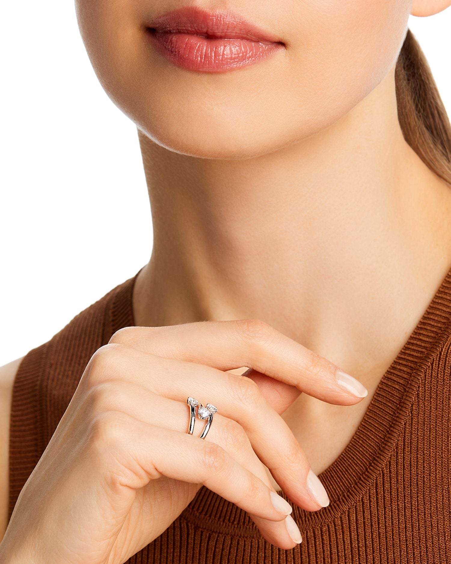 Certified Diamond Bypass Ring in 14K White Gold featuring diamonds with the DeBeers Code of Origin, 0.75 ct. t.w. - Exclusive