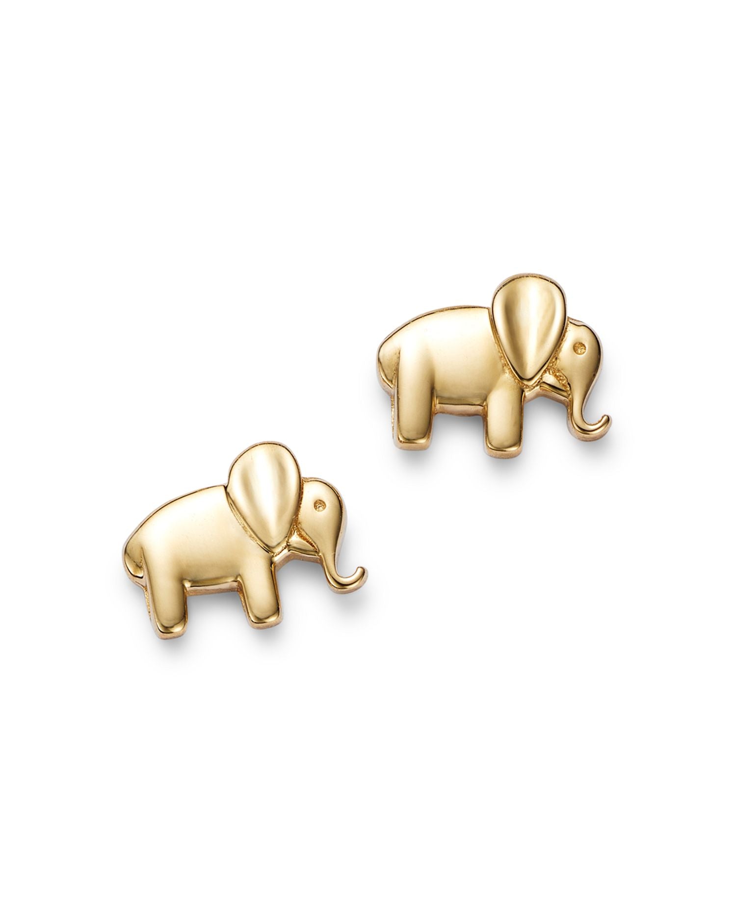 14K Yellow Gold Elephant Stud Earrings