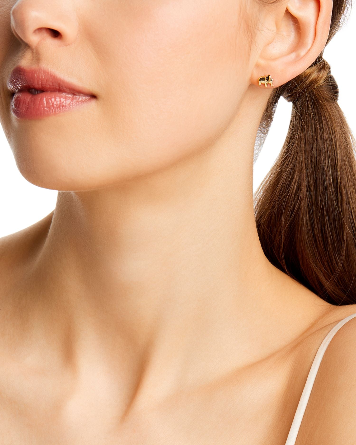 14K Yellow Gold Elephant Stud Earrings