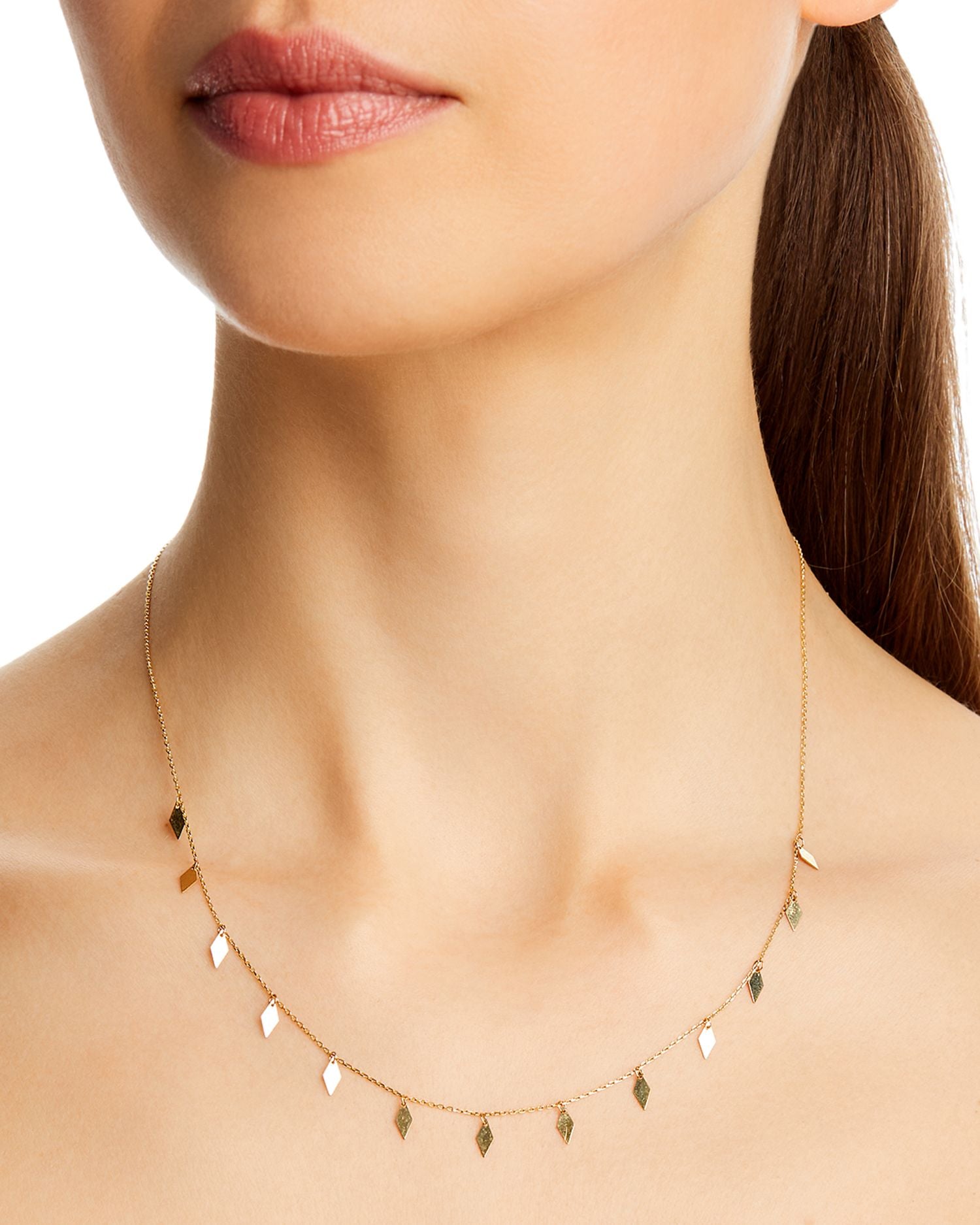 14K Yellow Gold Rhombus Necklace, 18'