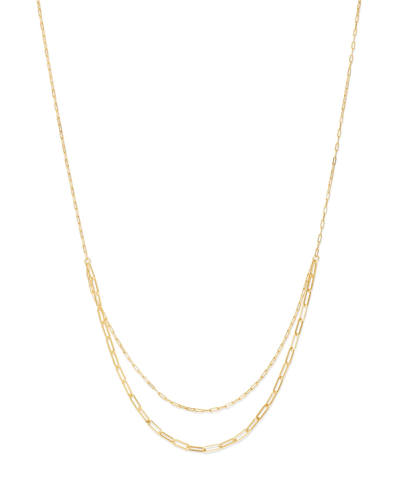 14K Yellow Gold Paperclip Necklace, 18'
