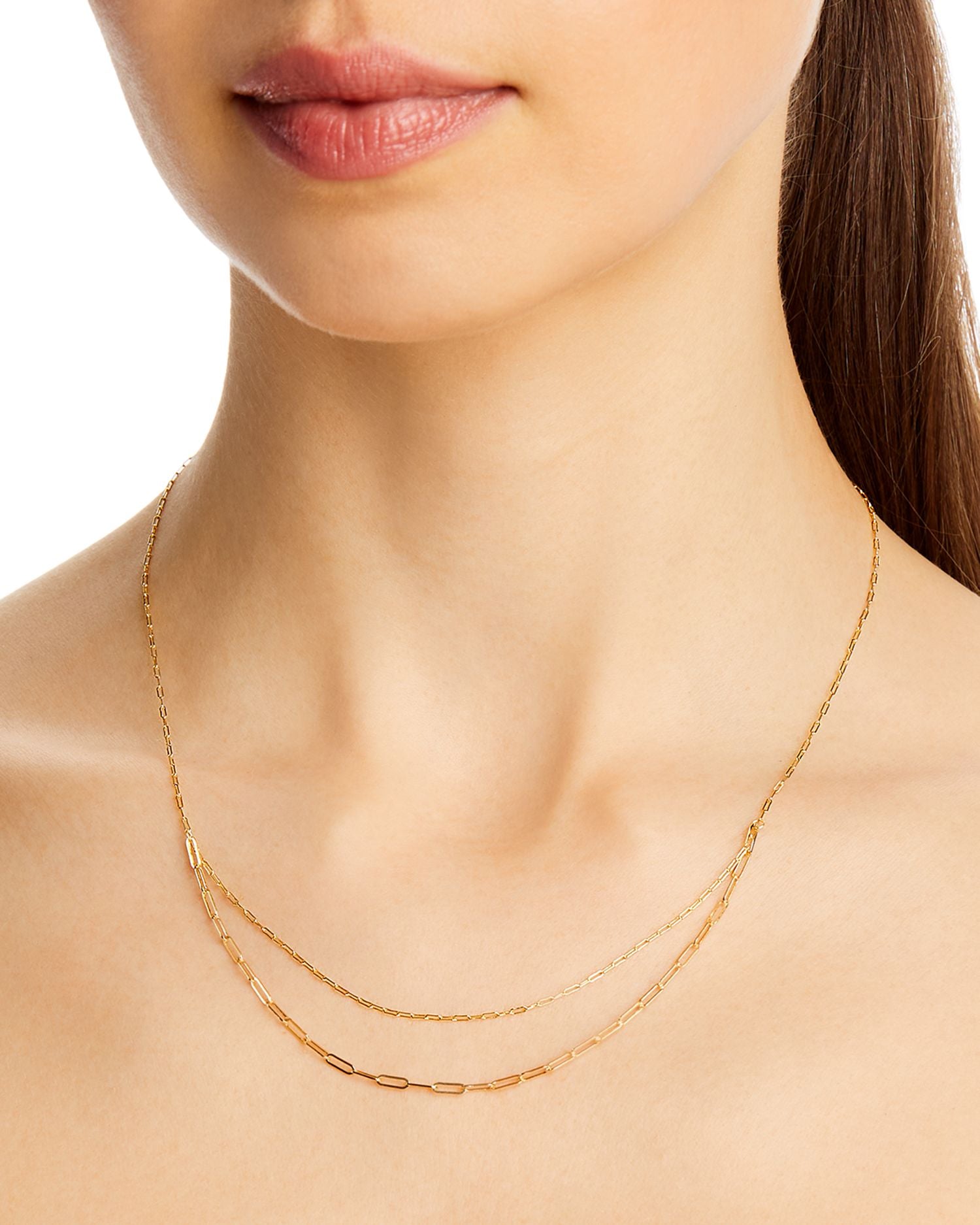 14K Yellow Gold Paperclip Necklace, 18'