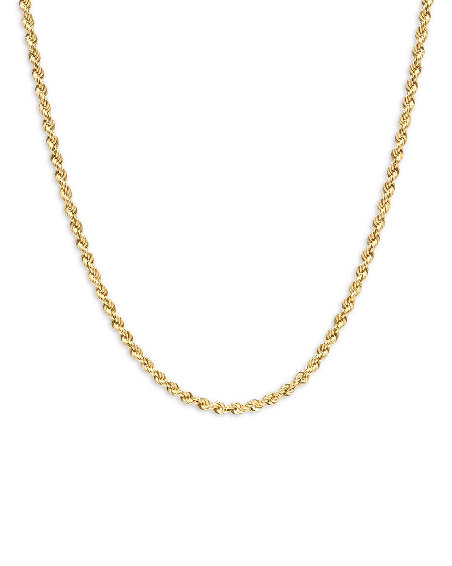 14K Yellow Gold Heavy Metal Rope Link Chain Necklace, 16'