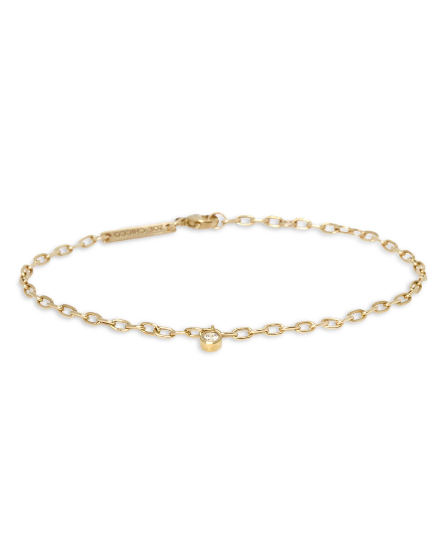 14K Yellow Gold Diamond Dangle Oval Link Bracelet