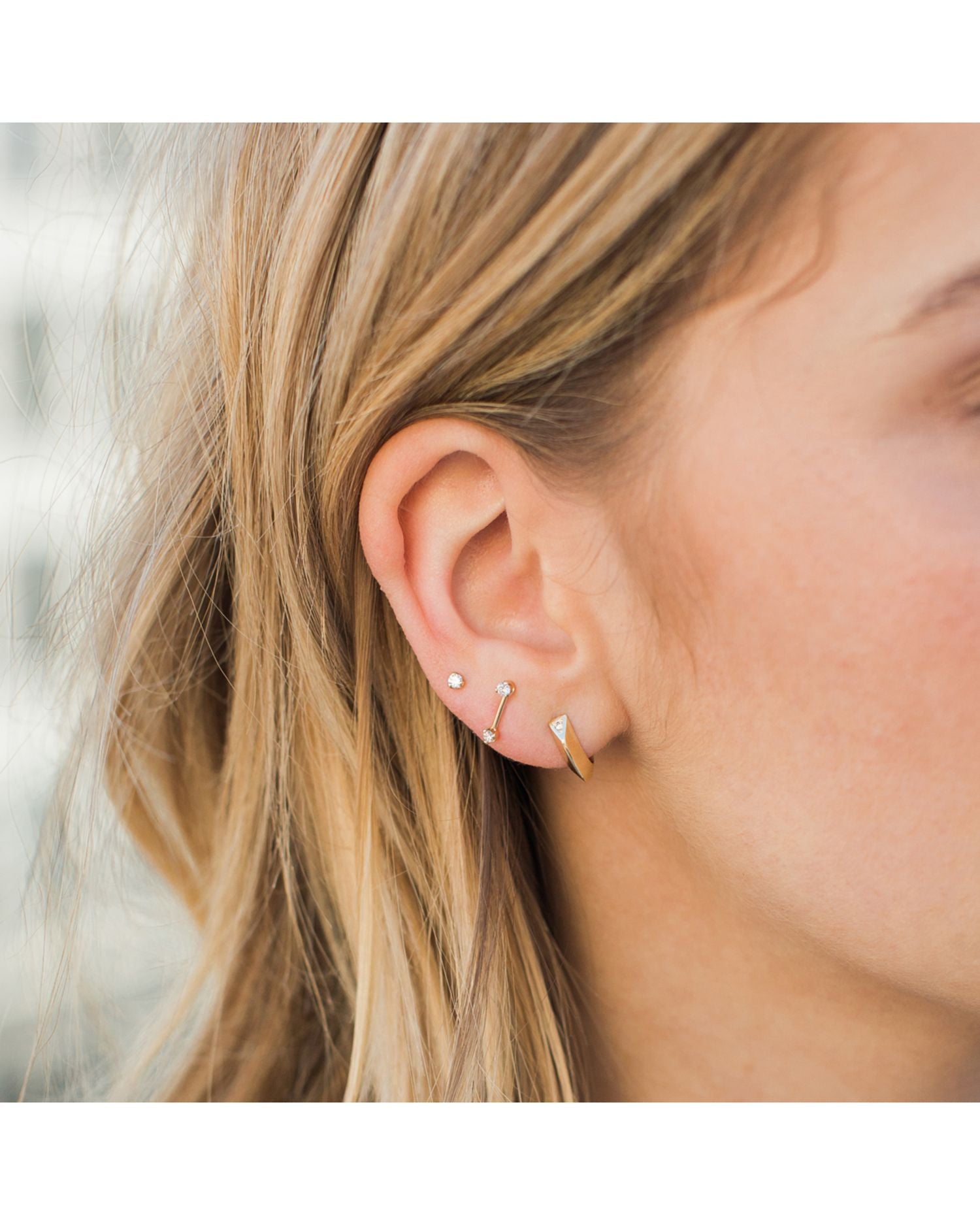 14K Yellow Gold Diamond Stud Earrings