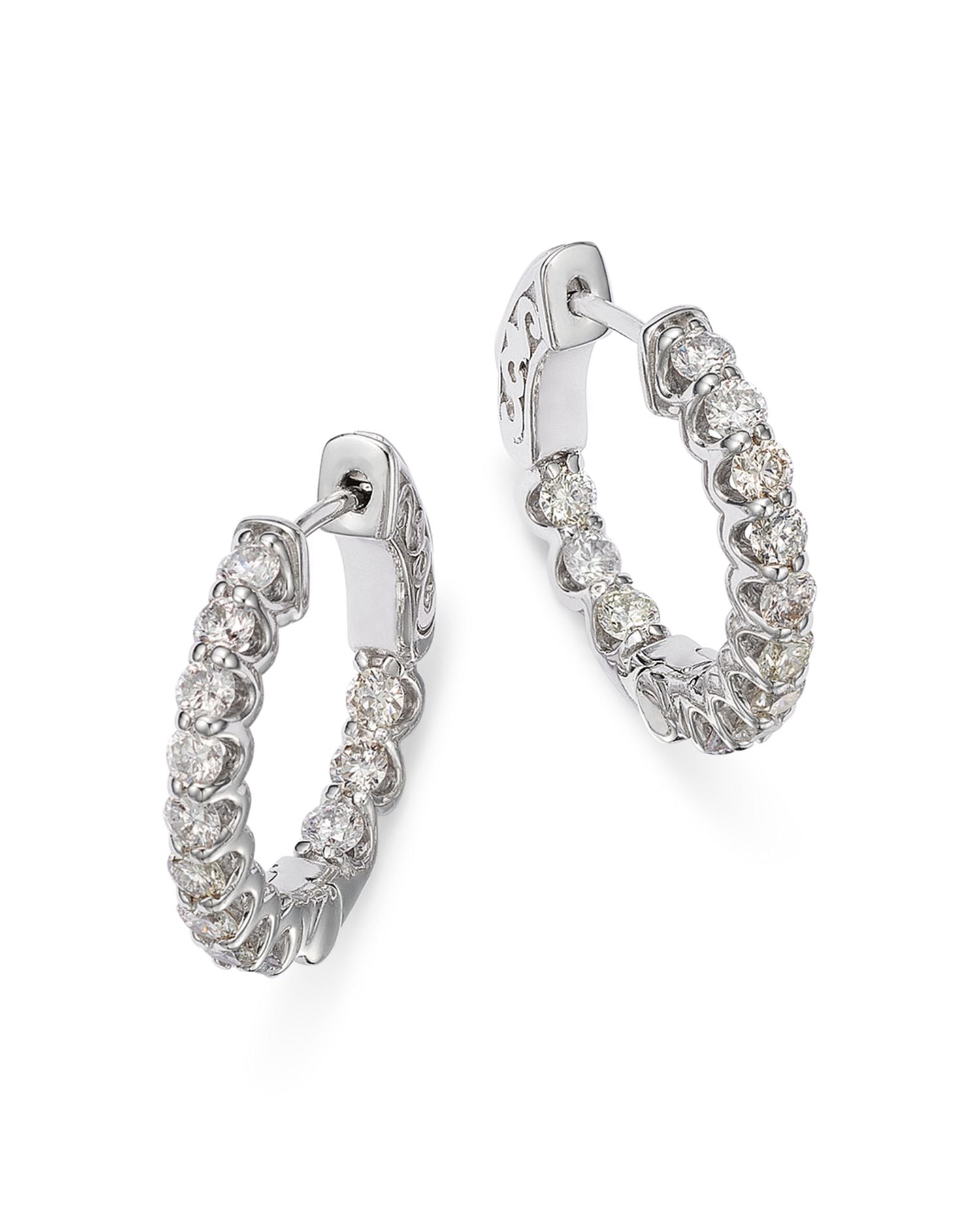 Diamond Inside Out Hoop Earring in 14K White Gold, 1.20 ct. t.w. - Exclusive
