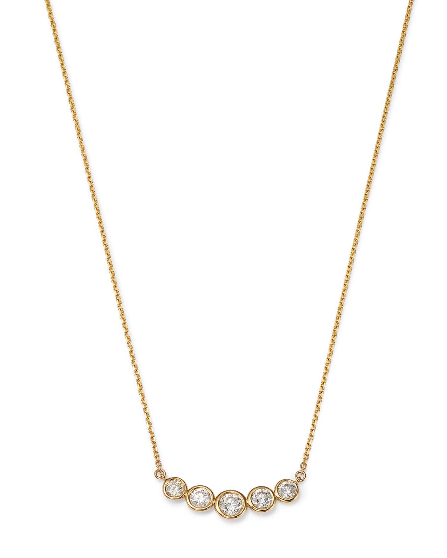 Diamond Bezel Curved Bar Necklace in 14K Yellow Gold, 0.80 ct. t.w. - Exclusive