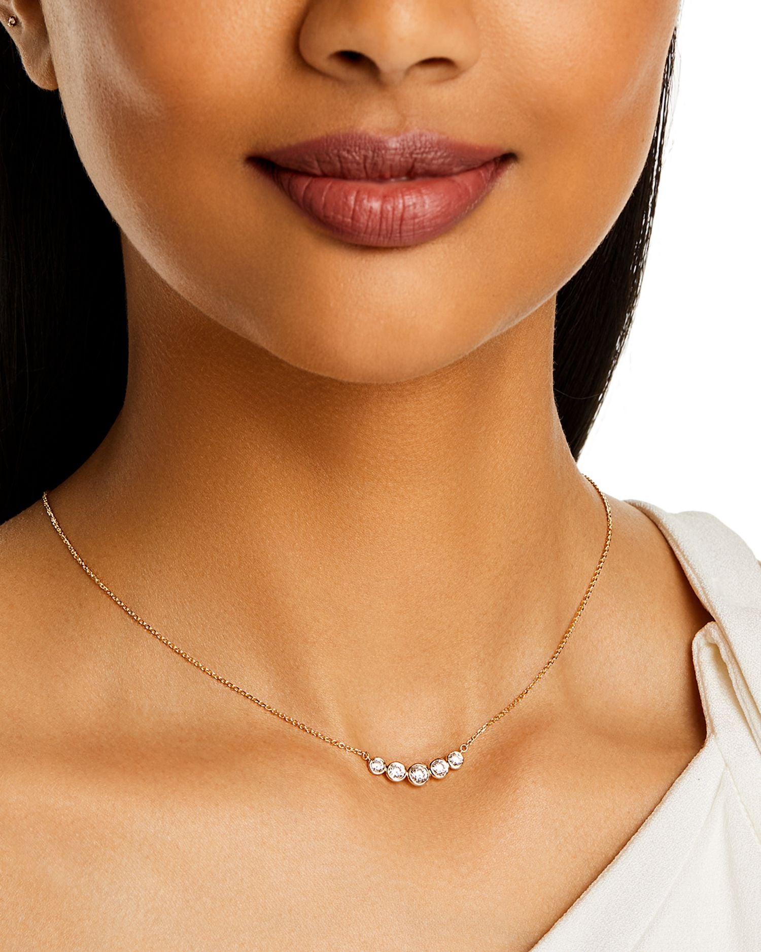 Diamond Bezel Curved Bar Necklace in 14K Yellow Gold, 0.80 ct. t.w. - Exclusive