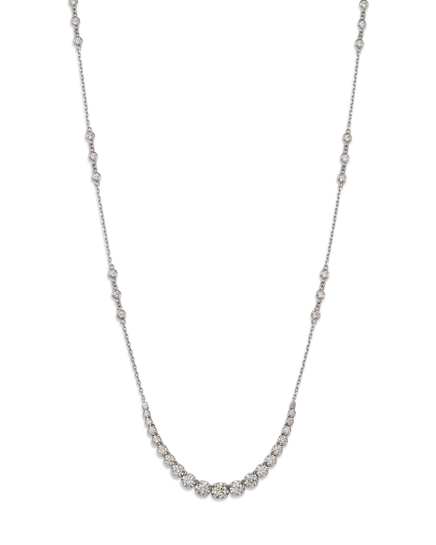 Diamond Graduated Station Tennis Necklace in 14K White Gold, 2.25 ct. t.w. - Exclusive