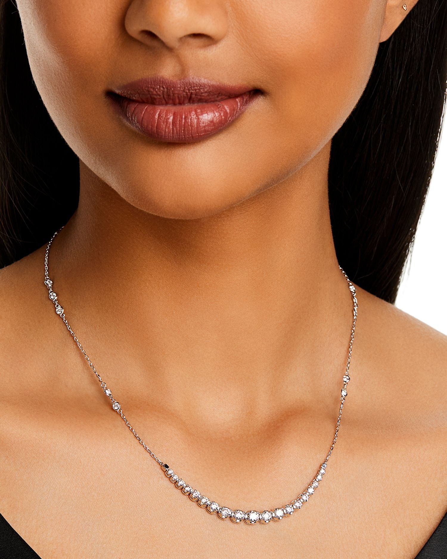 Diamond Graduated Station Tennis Necklace in 14K White Gold, 2.25 ct. t.w. - Exclusive