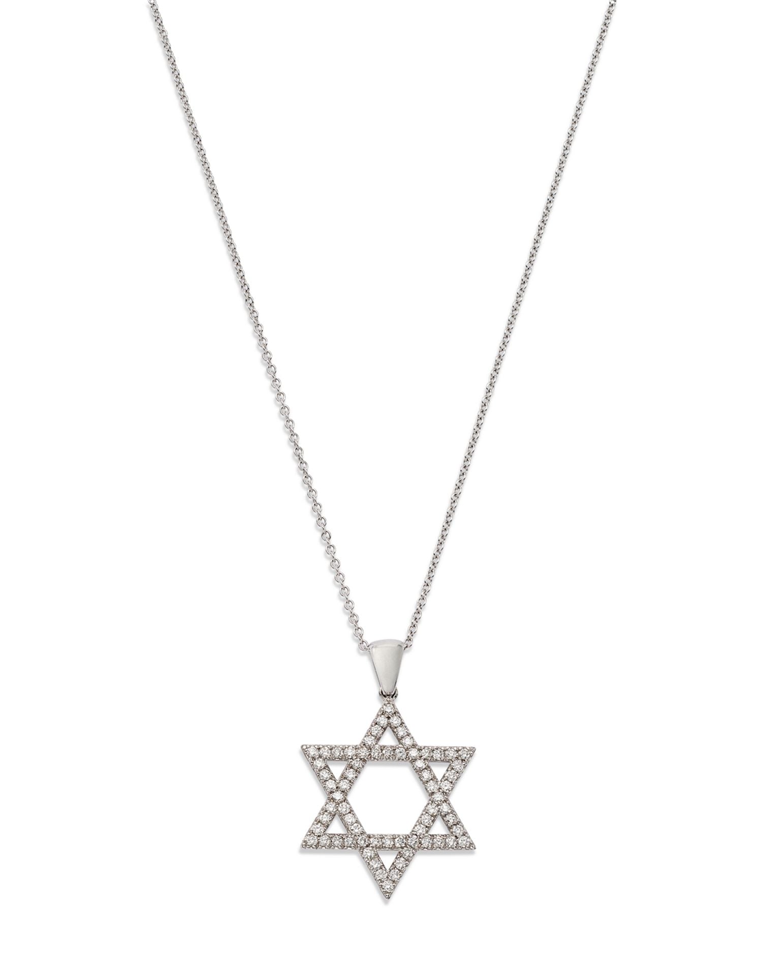 Diamond Star of David Pendant Necklace in 14K White Gold, 0.50 ct. t.w. - Exclusive