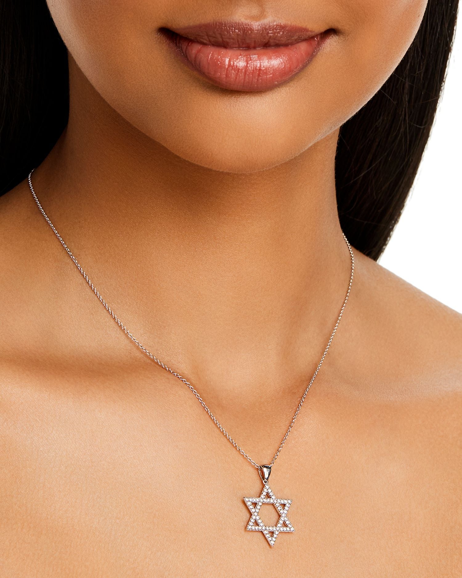 Diamond Star of David Pendant Necklace in 14K White Gold, 0.50 ct. t.w. - Exclusive