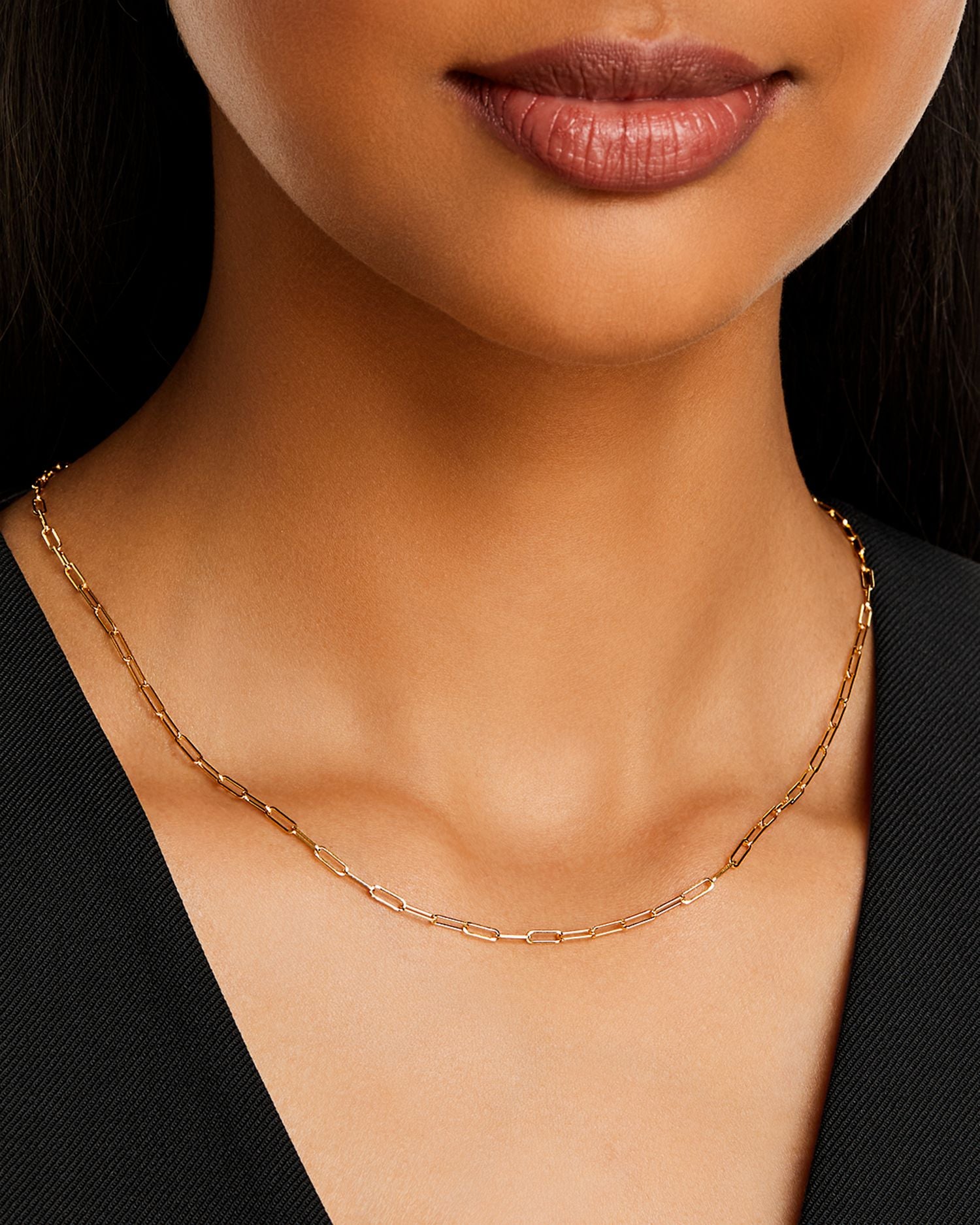 14K Yellow Gold Heavy Metal Small Paperclip Link Chain Necklace, 16'