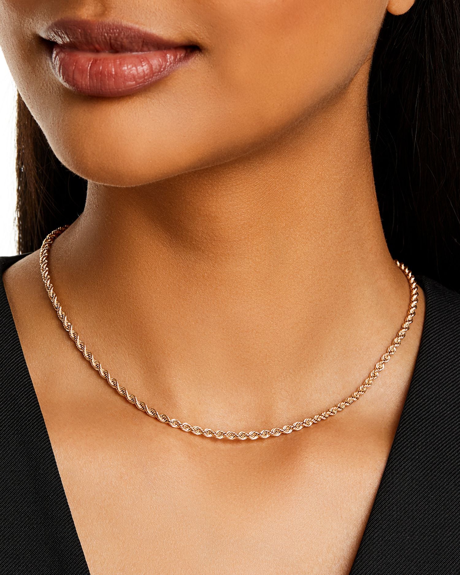 14K Yellow Gold Heavy Metal Rope Link Chain Necklace, 16'