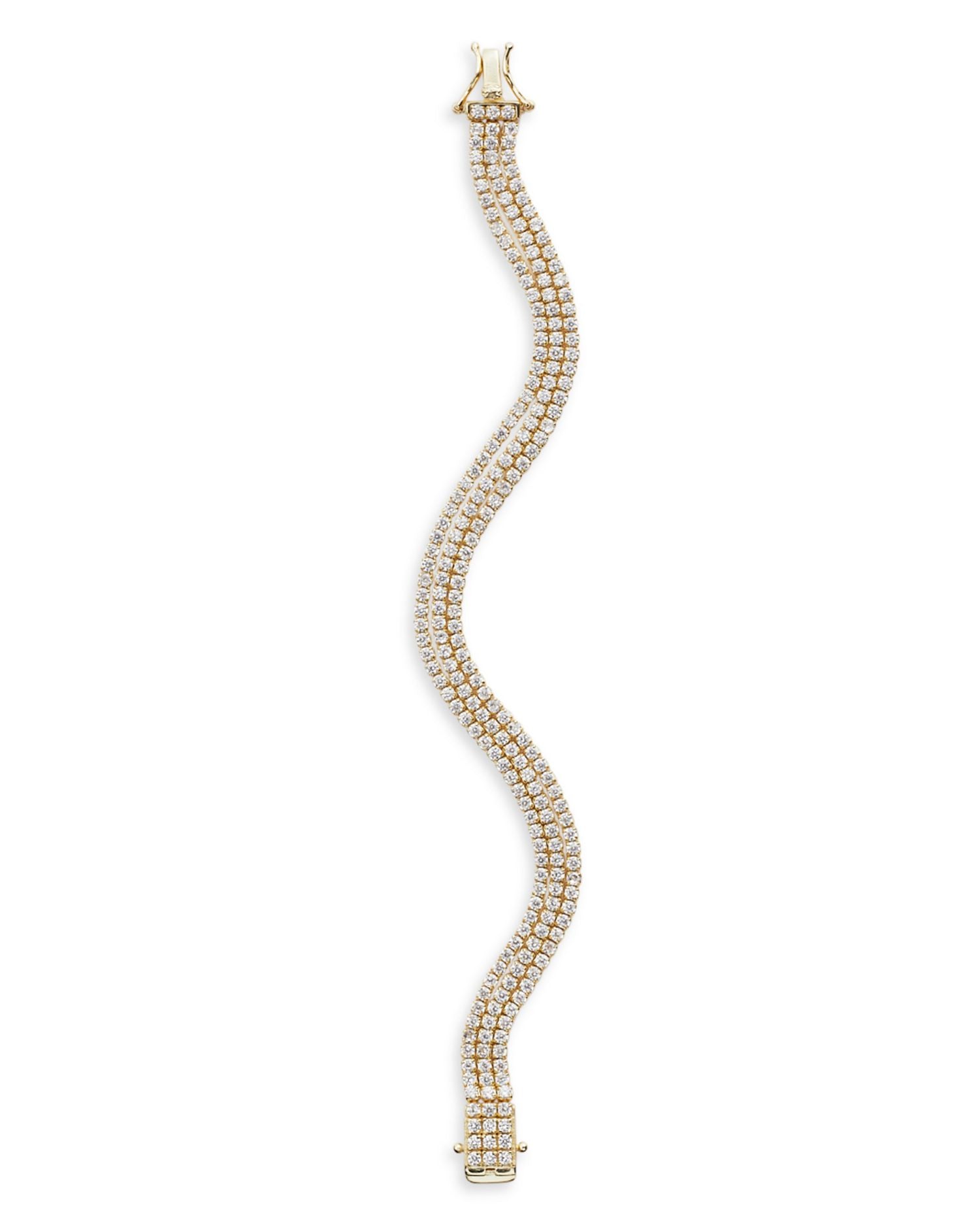 Tennis Cubic Zirconia Triple Row Flex Bracelet in Sterling Silver or 18K Gold Over Sterling Silver - Exclusive