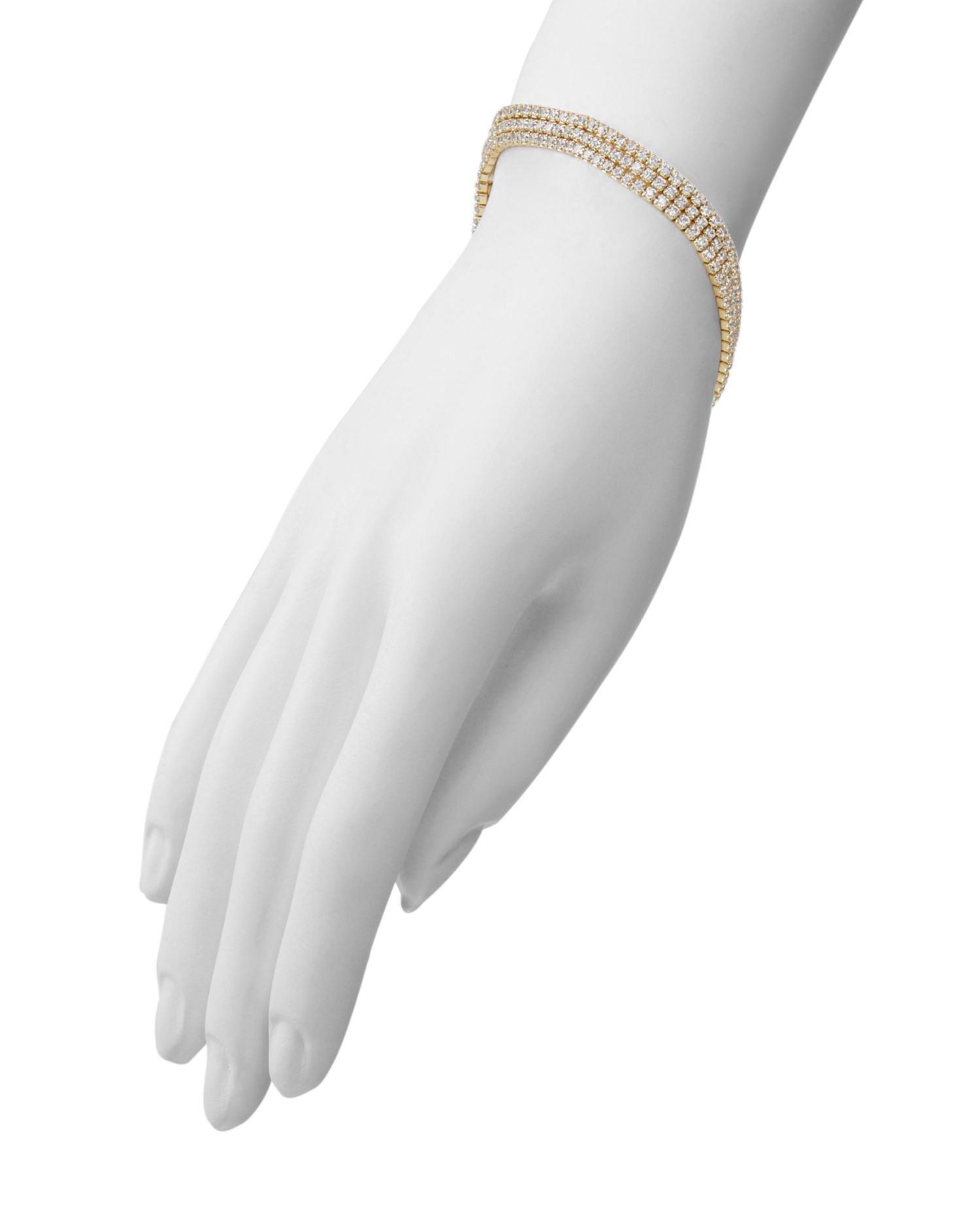 Tennis Cubic Zirconia Triple Row Flex Bracelet in Sterling Silver or 18K Gold Over Sterling Silver - Exclusive