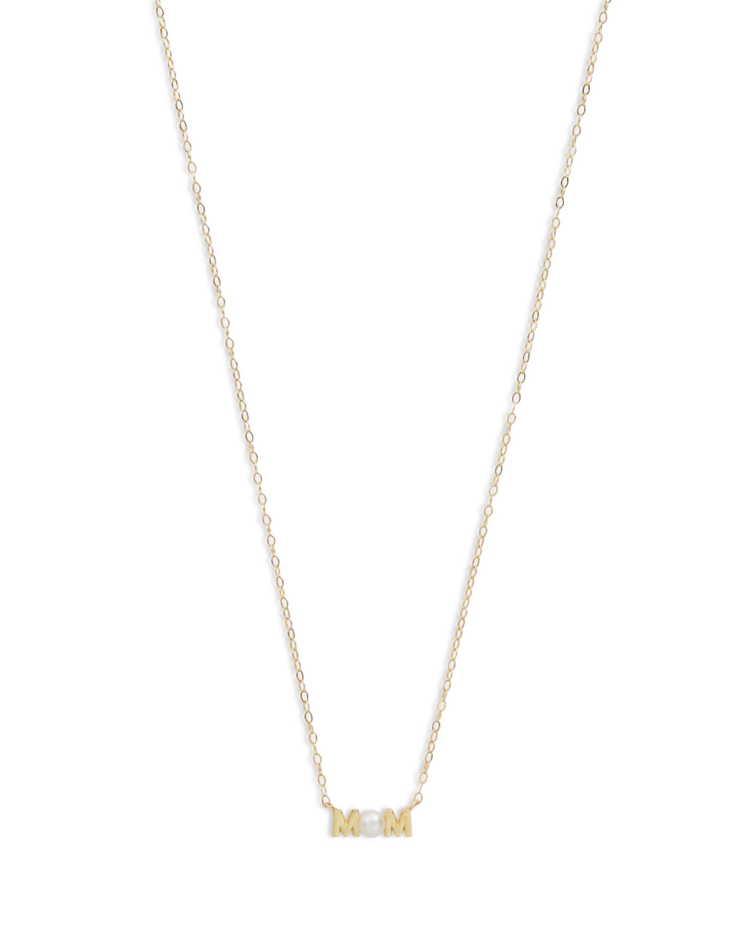 Cultured Freshwater Pearl MOM Pendant Necklace in 18K Gold Plated Sterling Silver, 15.5'-17.5' - Exclusive