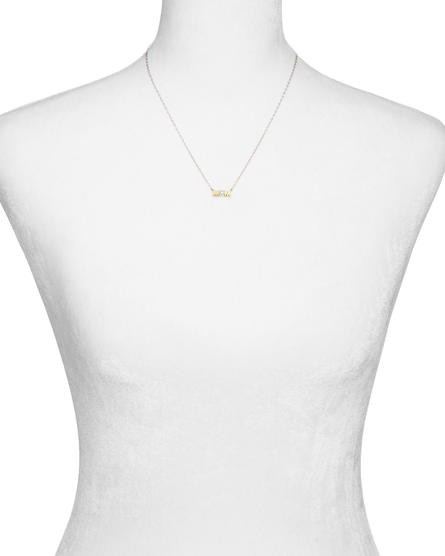 Cultured Freshwater Pearl MOM Pendant Necklace in 18K Gold Plated Sterling Silver, 15.5'-17.5' - Exclusive