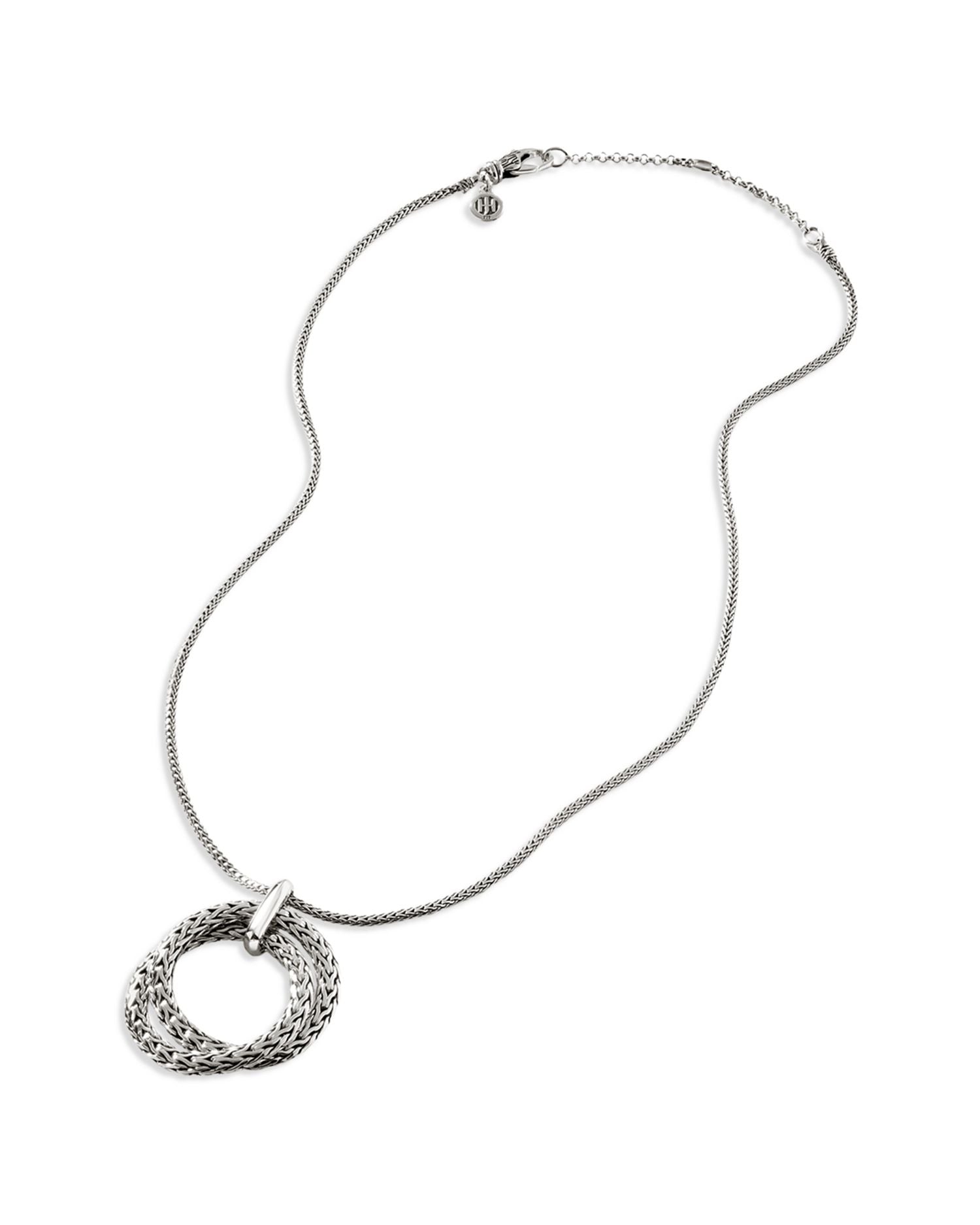 Sterling Silver Classic Chain Interlink Pendant Necklace, 16-18'