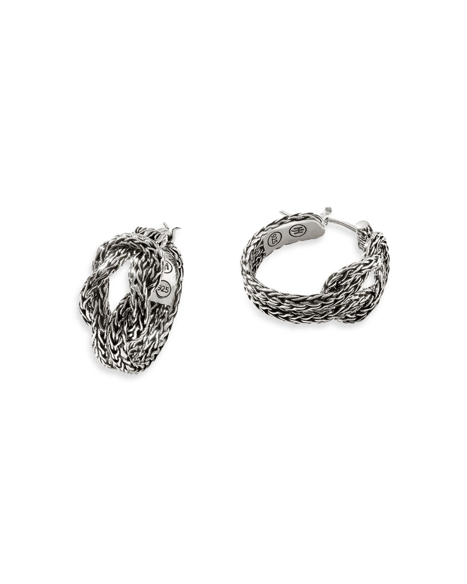 Sterling Silver Classic Chain Love Knot Manah Small Hoop Earrings