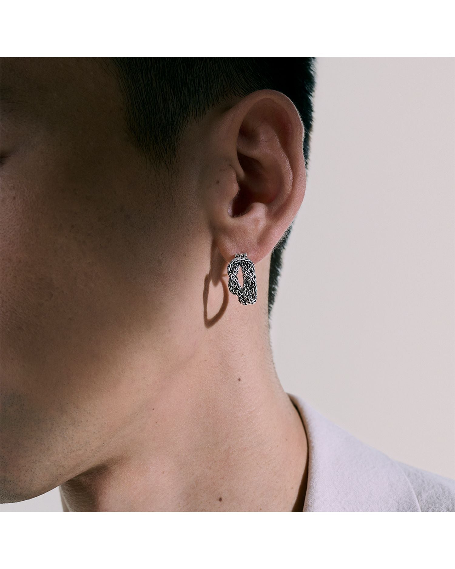 Sterling Silver Classic Chain Love Knot Manah Small Hoop Earrings