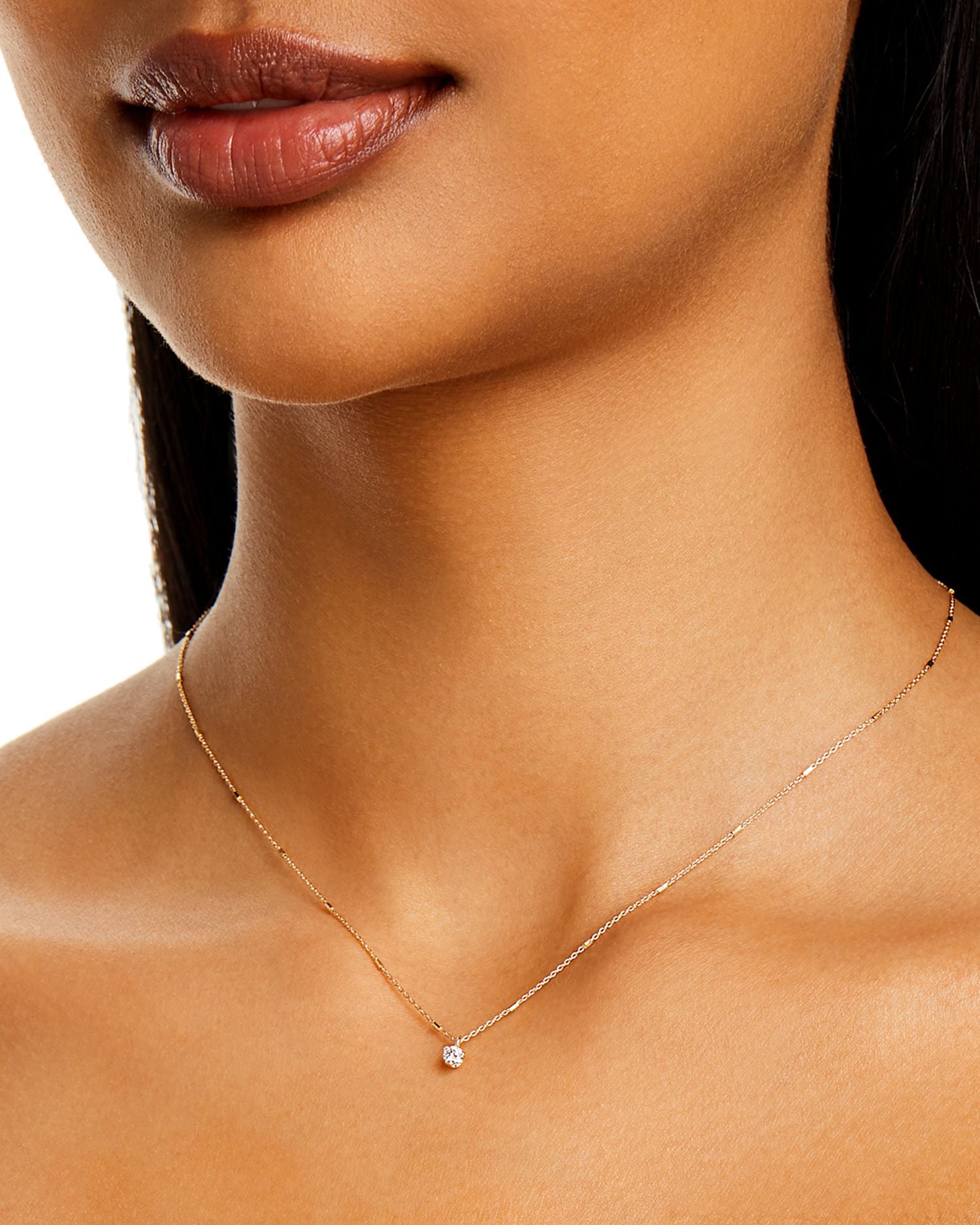 14k Yellow Gold Prong Set Diamond Necklace, 16'