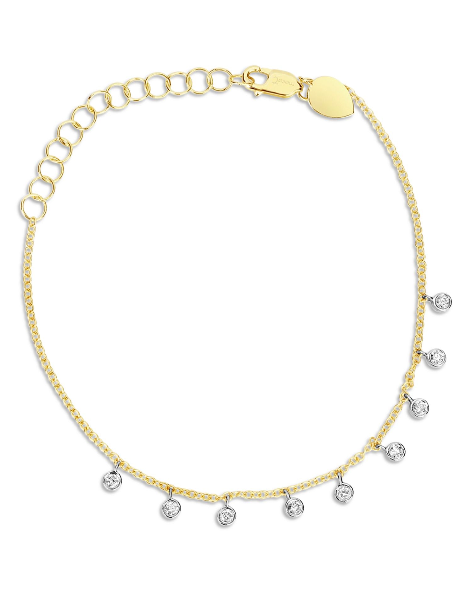 14K White & Yellow Gold Diamond Bezel Dangle Bracelet