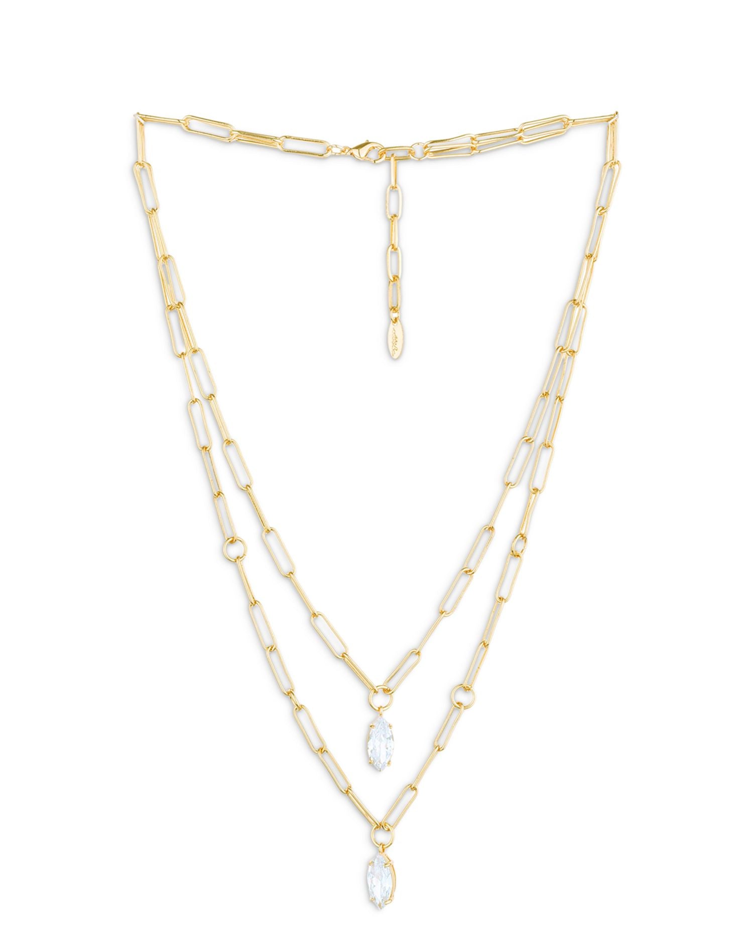 Double Layer Crystal Pendant Necklace, 18-20'