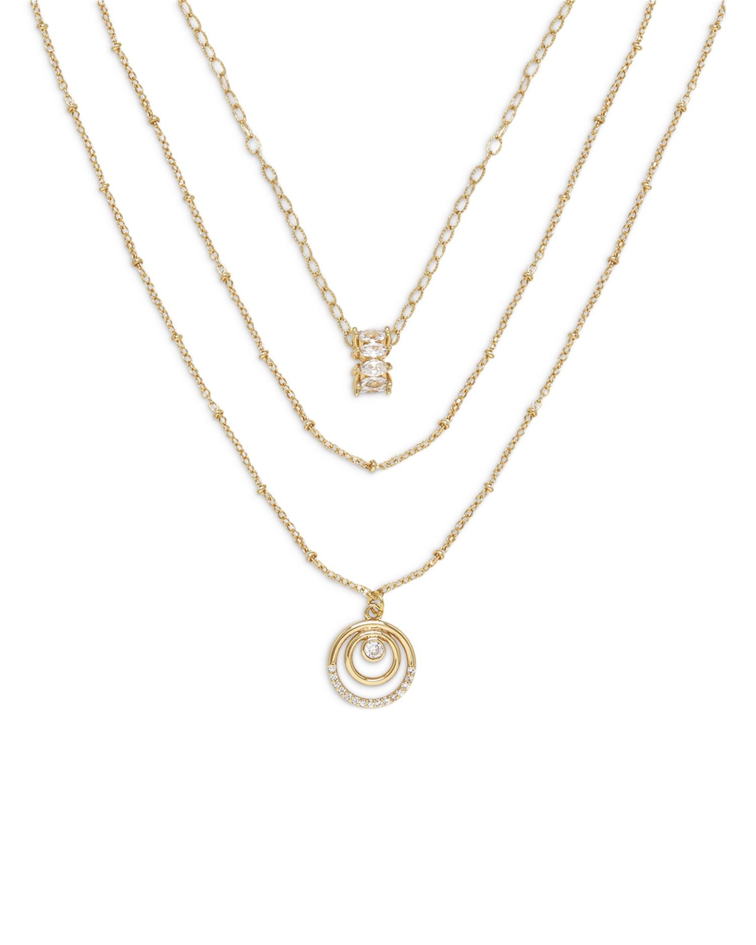 Circles of Crystal Dainty Layered Necklace Set