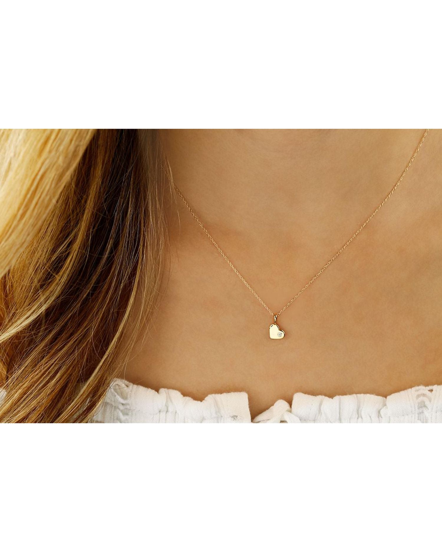 14K Yellow Gold Heart Pendant Necklace, 18' - Exclusive