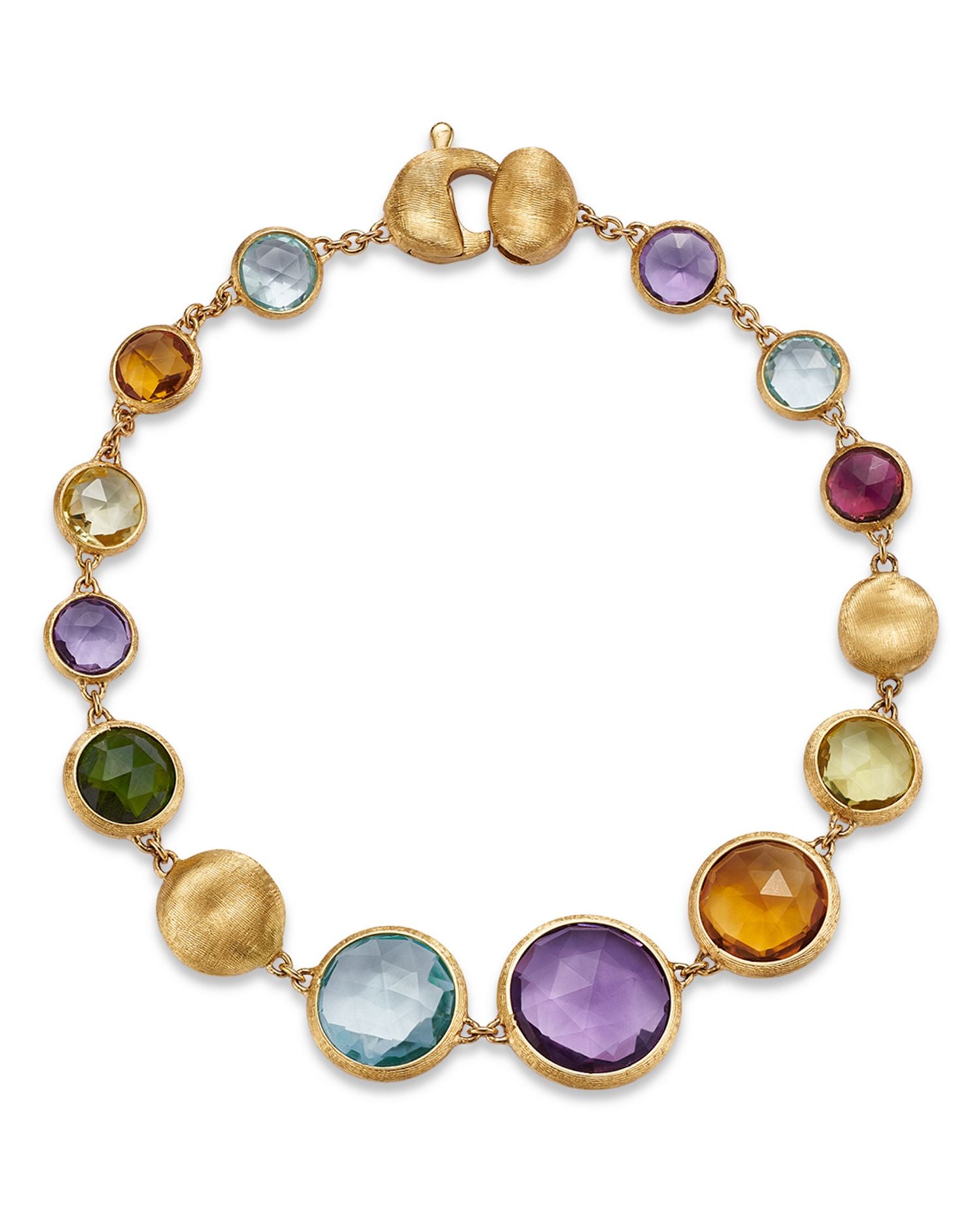 18K Yellow Gold Jaipur Multi Gemstone Single Strand Bracelet