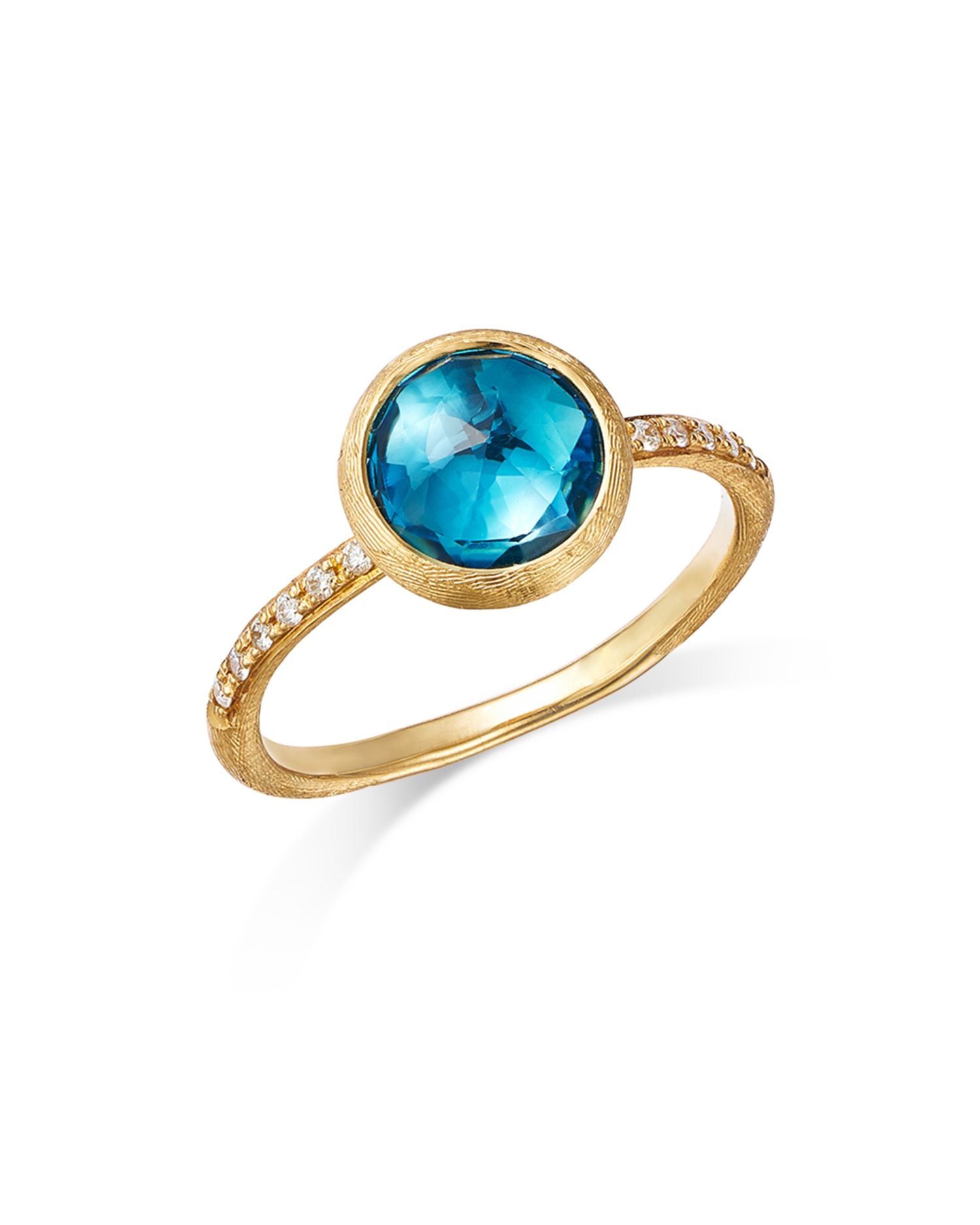 18K Yellow Gold, Diamond & Blue Topaz Ring