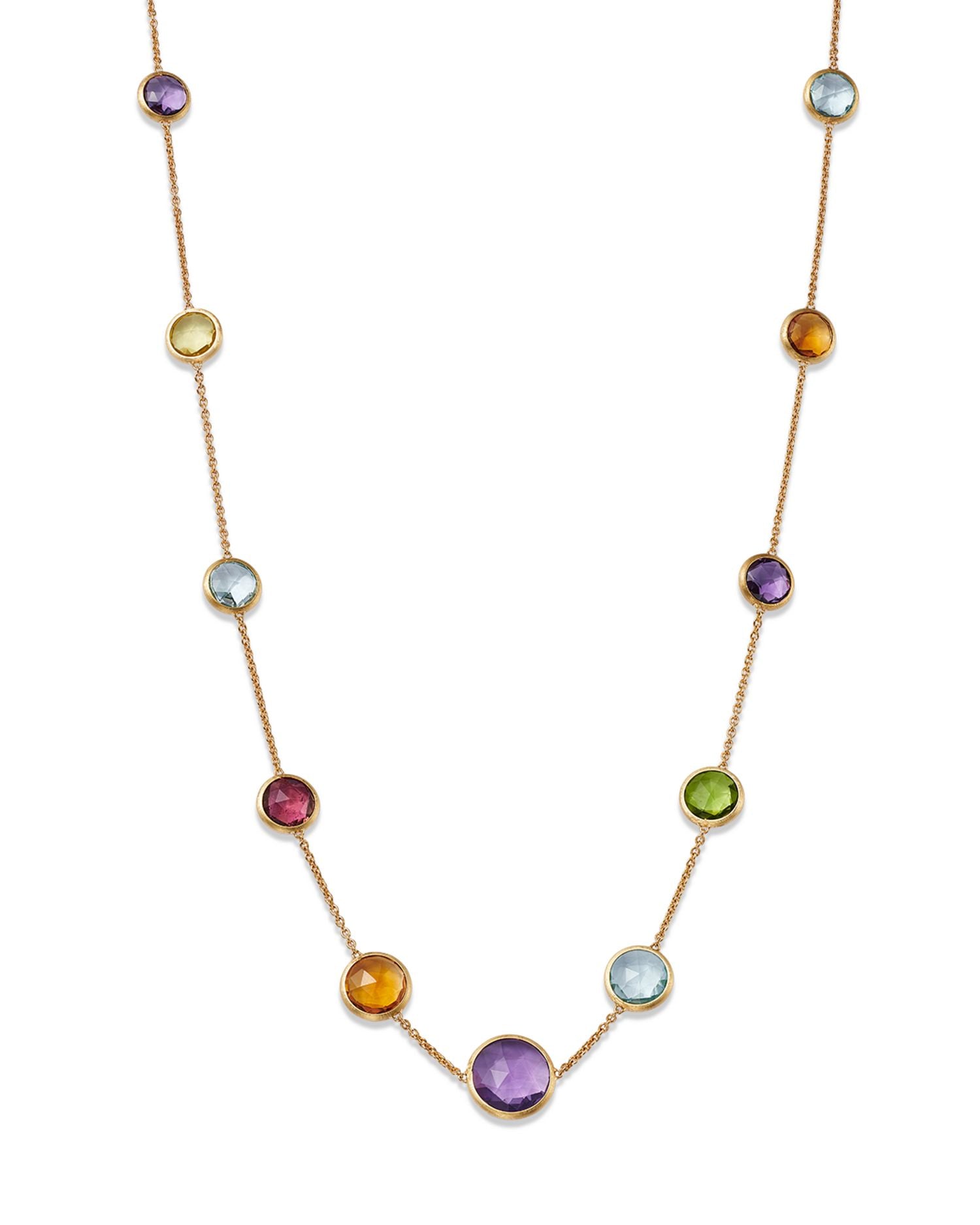 18K Yellow Gold Jaipur Multi Gemstone Necklace, 18' + 1.5' extender