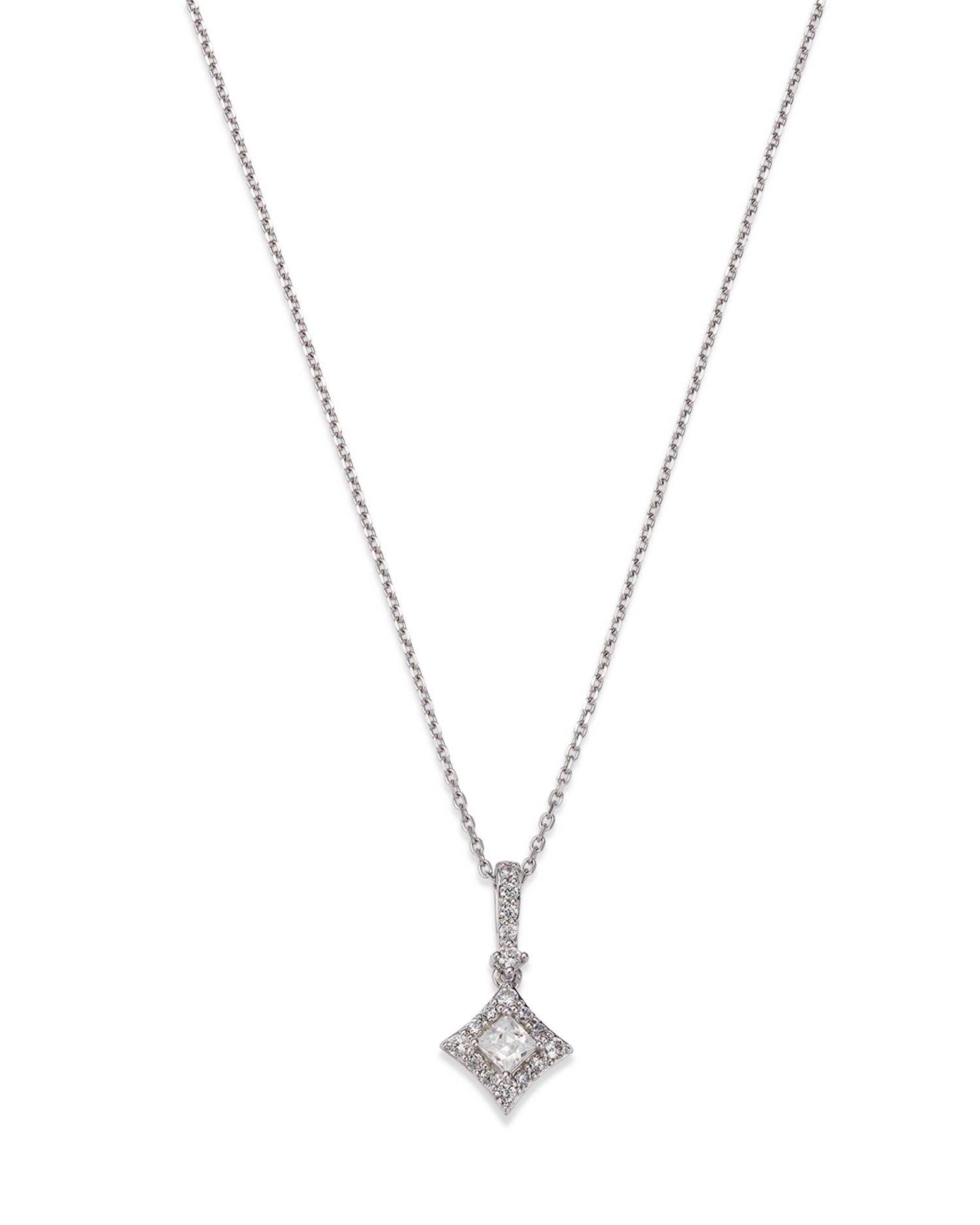 Diamond Princess Halo Pendant Necklace in 14K White Gold, 0.50 ct. t.w. - Exclusive