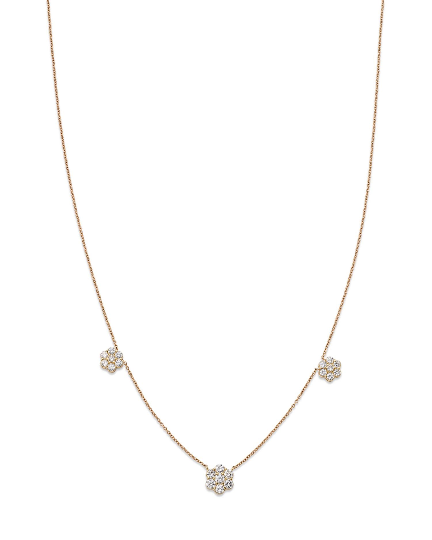 Diamond Flower Station Collar Necklace in 14K Yellow Gold, 0.75 ct. t.w. - Exclusive