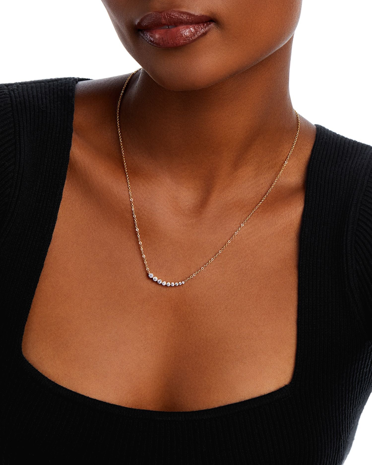 Diamond Curved Bar Necklace in 14K Yellow Gold, 0.50 ct. t.w. - Exclusive
