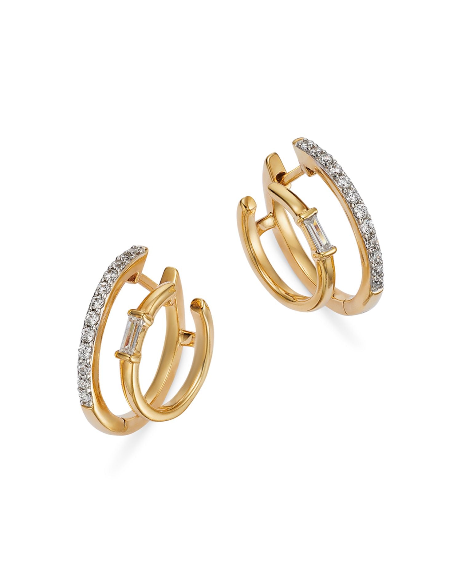 Diamond Double Hoop Earrings in 14K Yellow Gold, 0.25 ct. t.w. - Exclusive